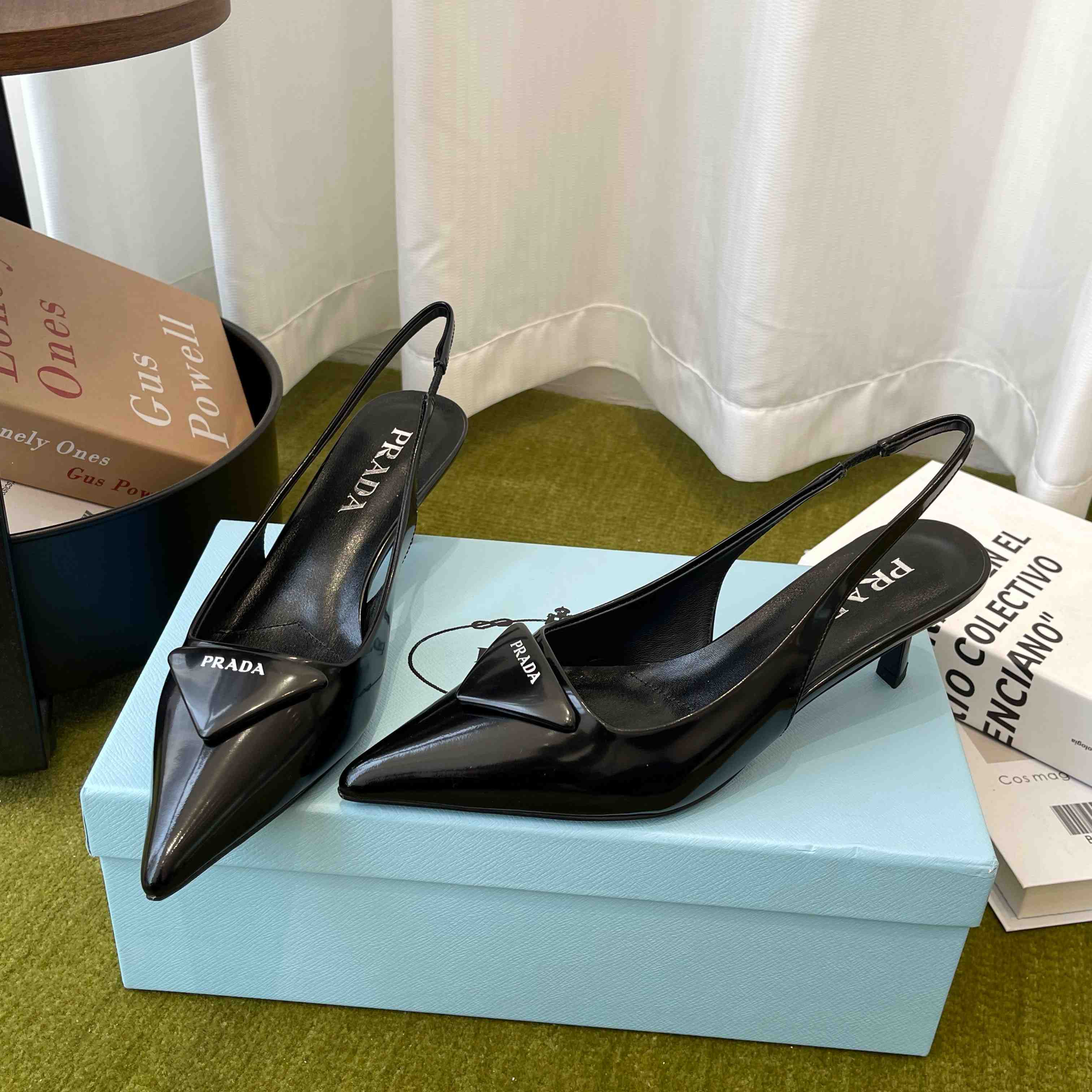 Prada Patent Leather Slingback Pumps - FashionPlug
