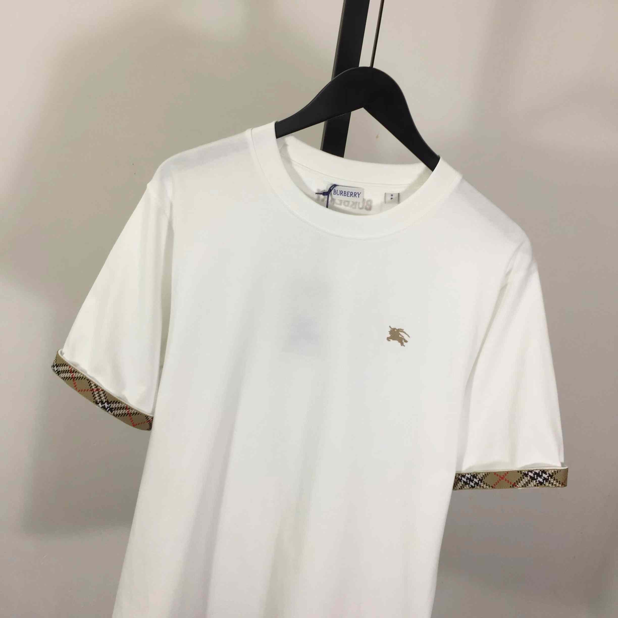 Burberry Check Trim Cotton T-shirt - FashionPlug