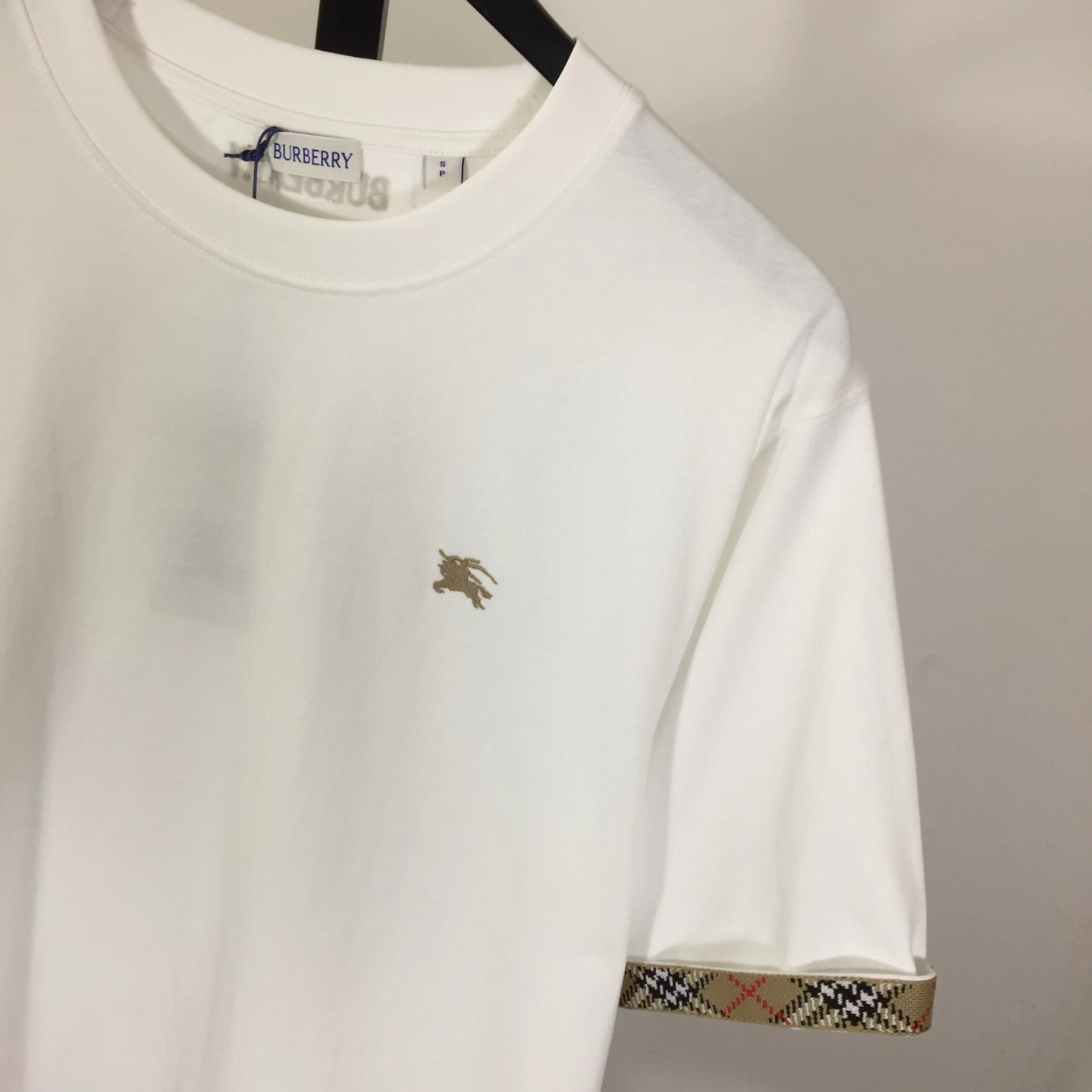 Burberry Check Trim Cotton T-shirt - FashionPlug