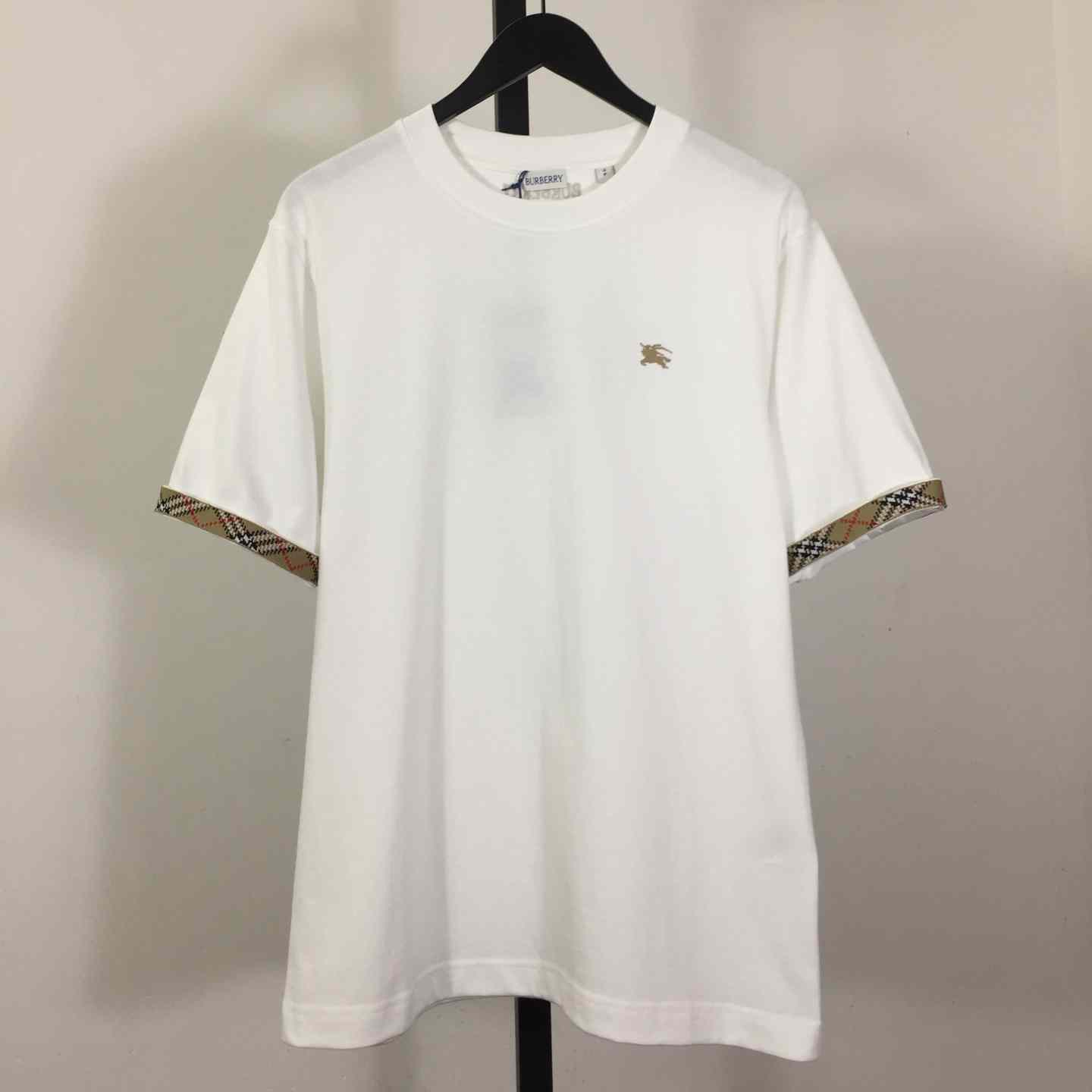 Burberry Check Trim Cotton T-shirt - FashionPlug