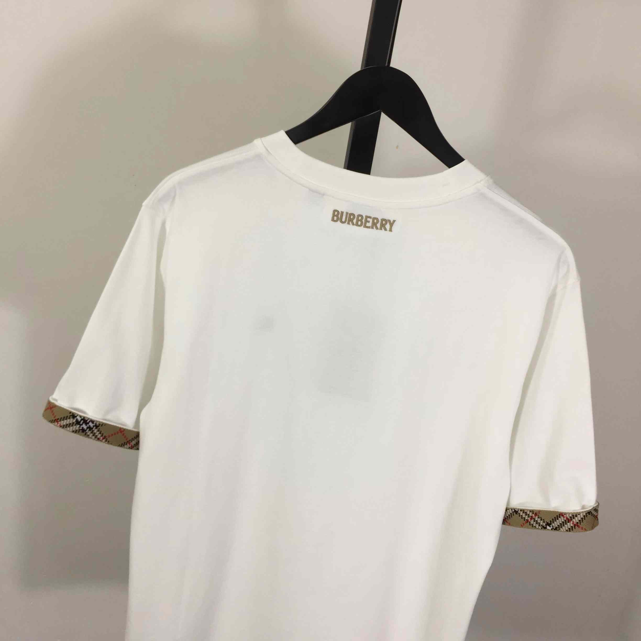 Burberry Check Trim Cotton T-shirt - FashionPlug