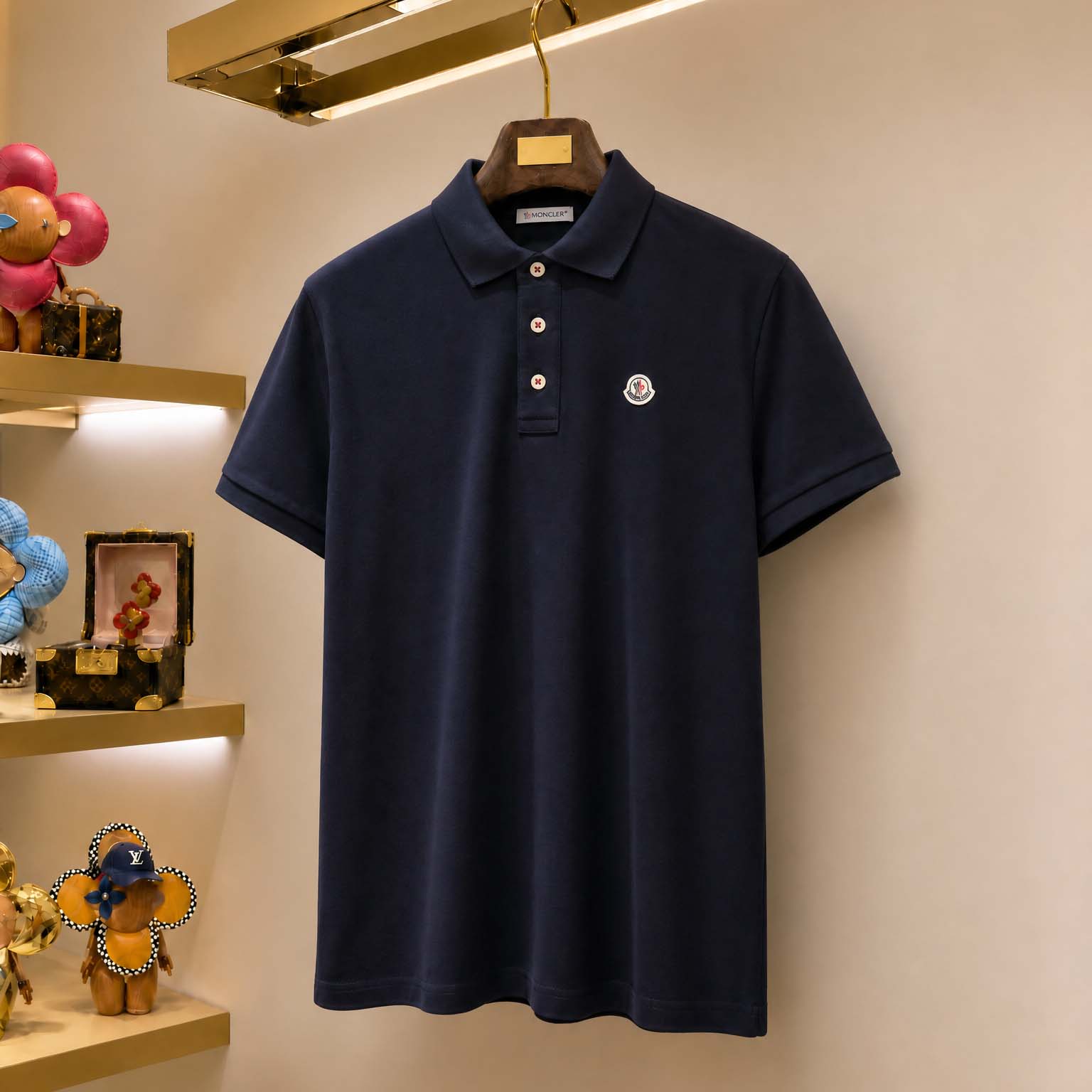 Moncler Logo Patch Cotton Polo Shirt - FashionPlug