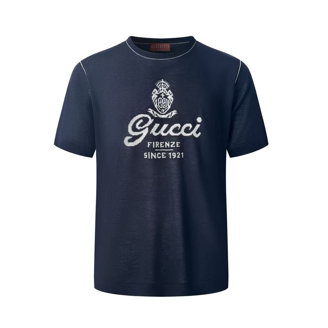 Gucci Knit Silk Linen T-shirt With Intarsia - FashionPlug