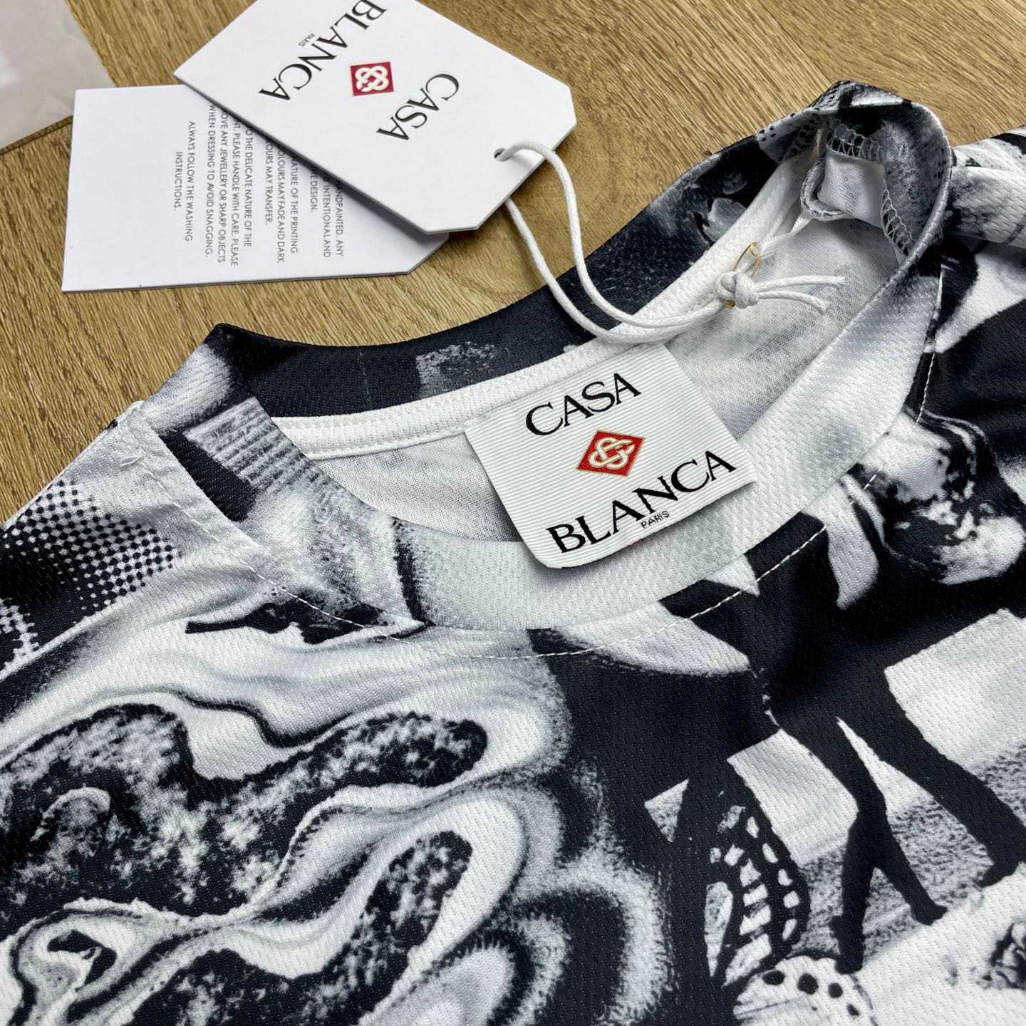 Casablanca Rave Collage Short Sleeve Mesh T‑Shirt C1140 - FashionPlug
