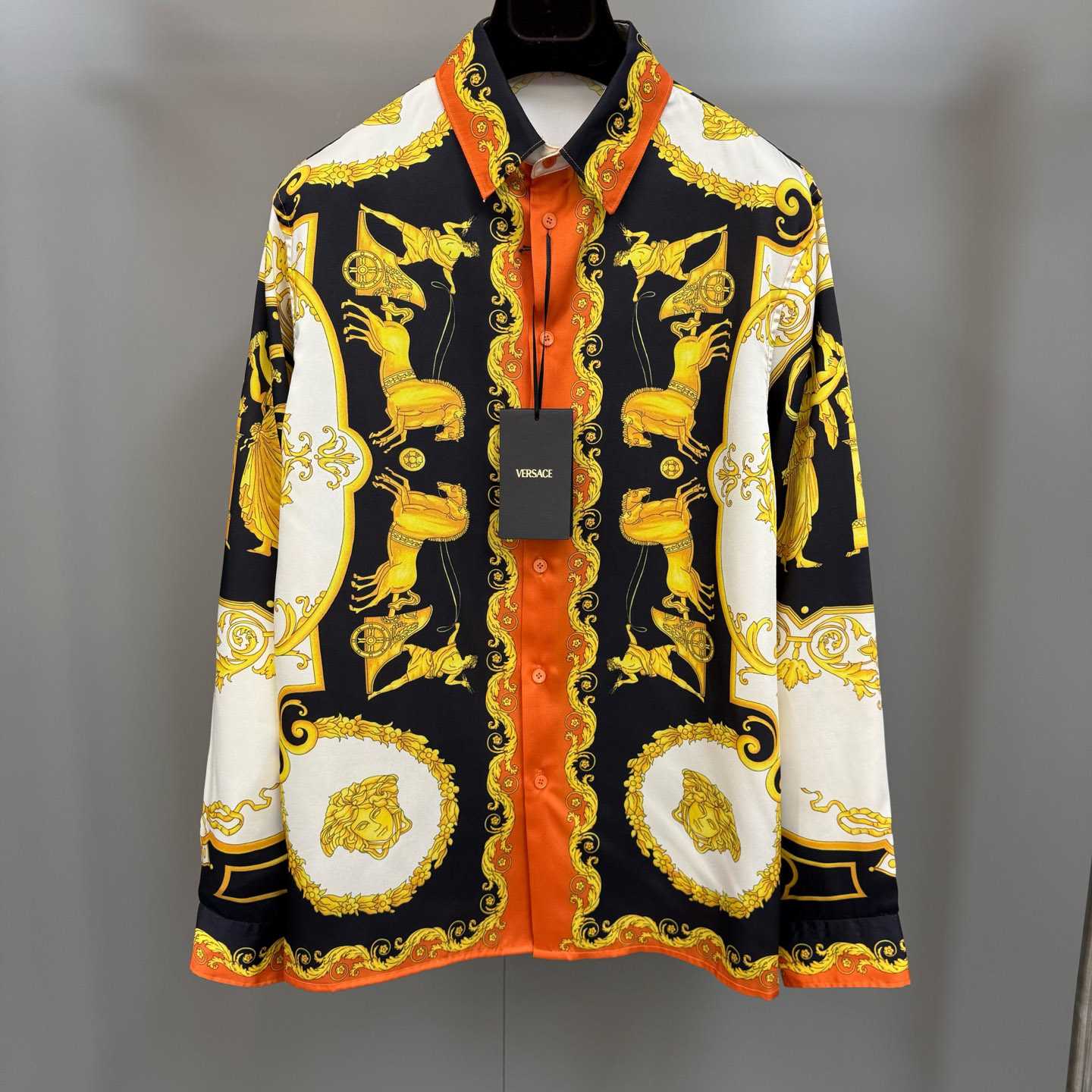 Versace Printed Silk Twill Regular Shirt - FashionPlug