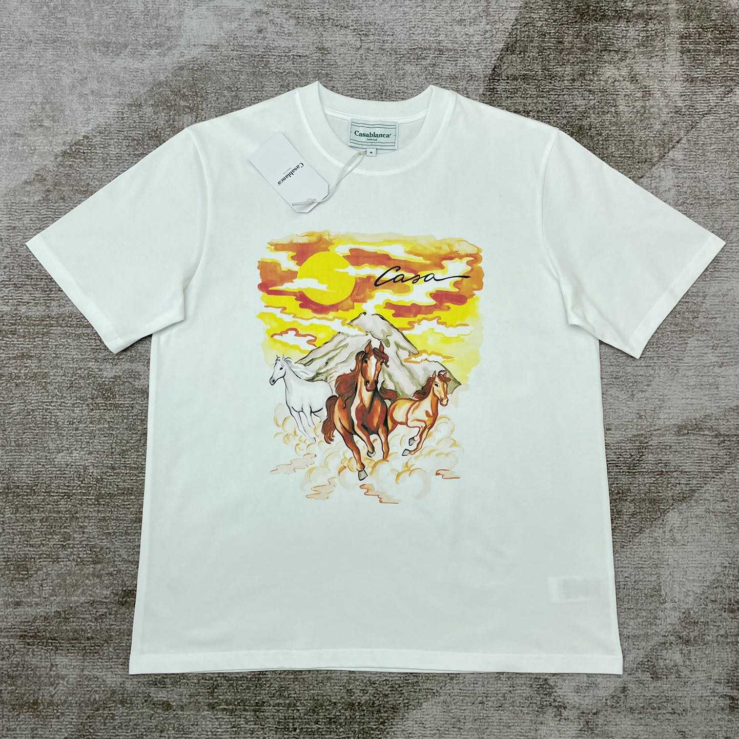 Casablanca Chevaux Sauvages-Print Organic-Cotton T-shirt C736 - FashionPlug