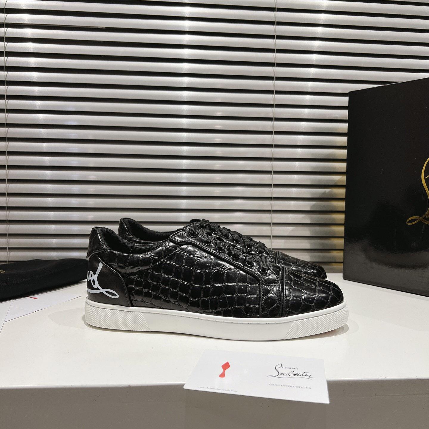 Christian Louboutin Fun Vieira Croc-Effect Leather Sneakers - FashionPlug
