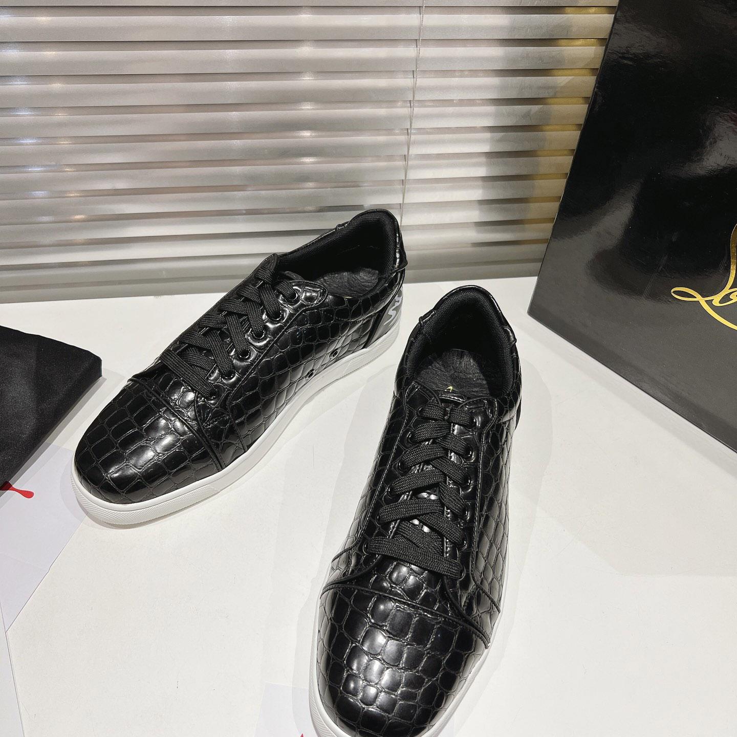 Christian Louboutin Fun Vieira Croc-Effect Leather Sneakers - FashionPlug