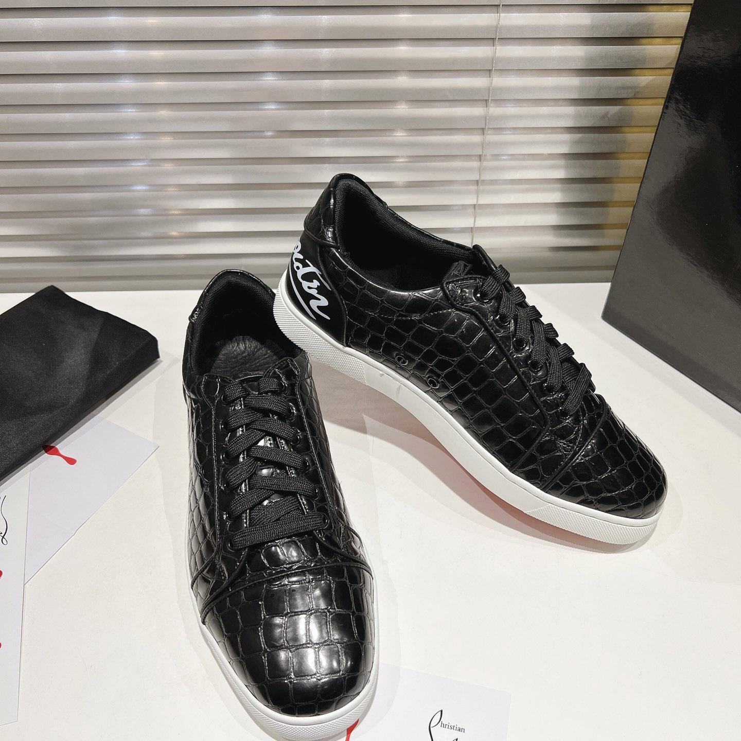Christian Louboutin Fun Vieira Croc-Effect Leather Sneakers - FashionPlug