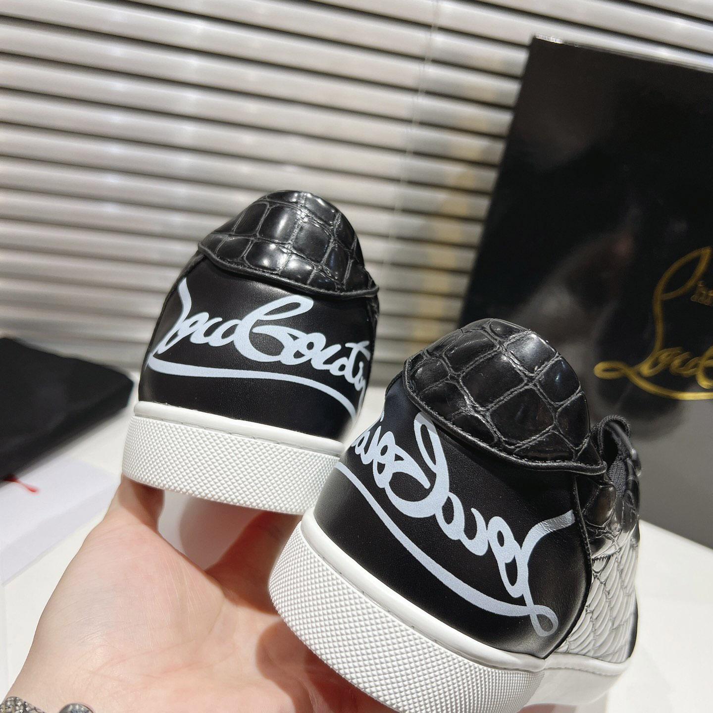 Christian Louboutin Fun Vieira Croc-Effect Leather Sneakers - FashionPlug