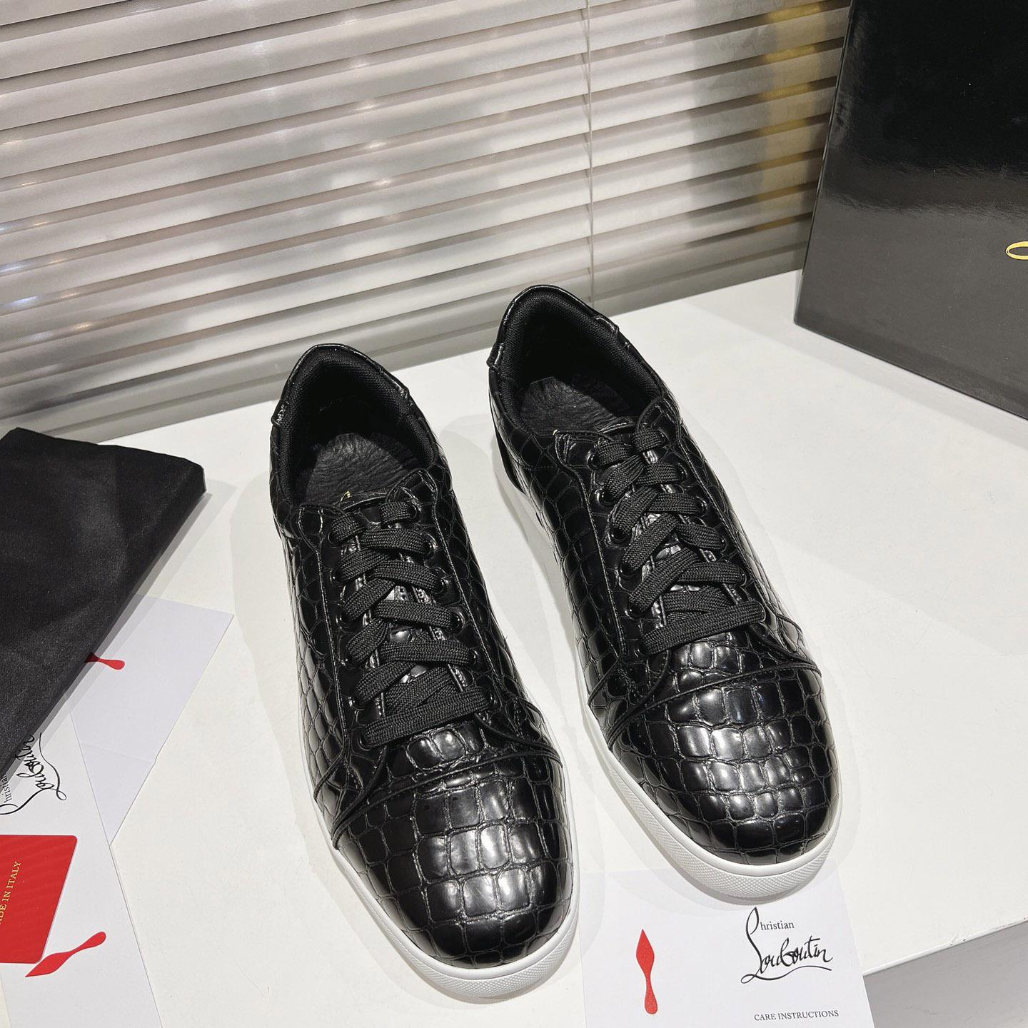 Christian Louboutin Fun Vieira Croc-Effect Leather Sneakers - FashionPlug