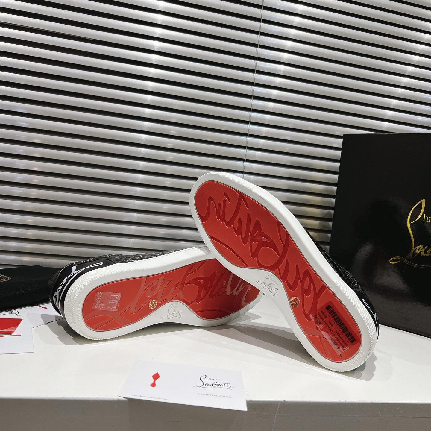 Christian Louboutin Fun Vieira Croc-Effect Leather Sneakers - FashionPlug