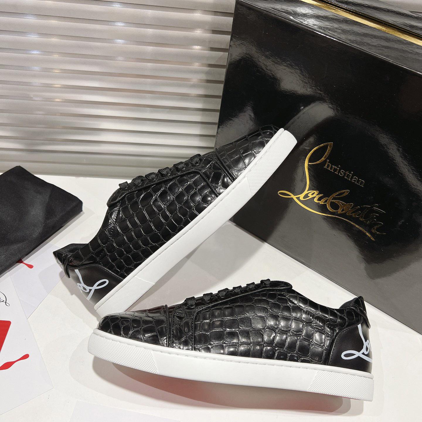 Christian Louboutin Fun Vieira Croc-Effect Leather Sneakers - FashionPlug