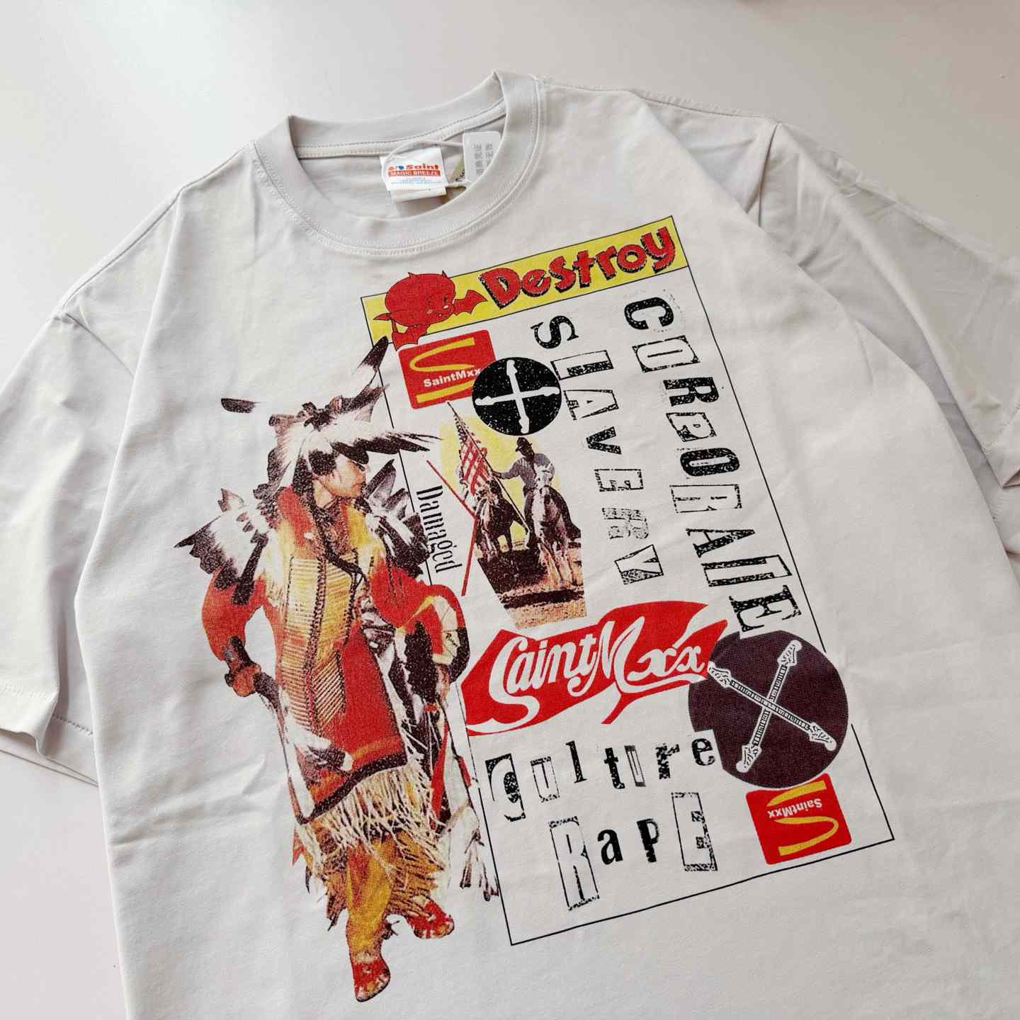 Saint Michael   'Destroy' SS T-Shirt In White - FashionPlug