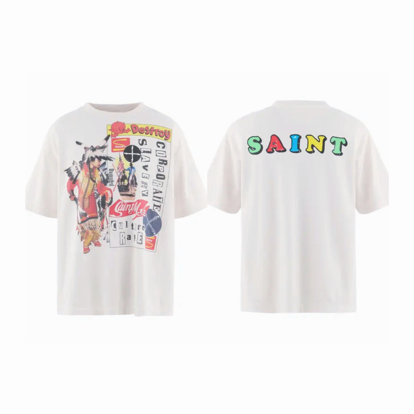 Saint Michael   'Destroy' SS T-Shirt In White - FashionPlug