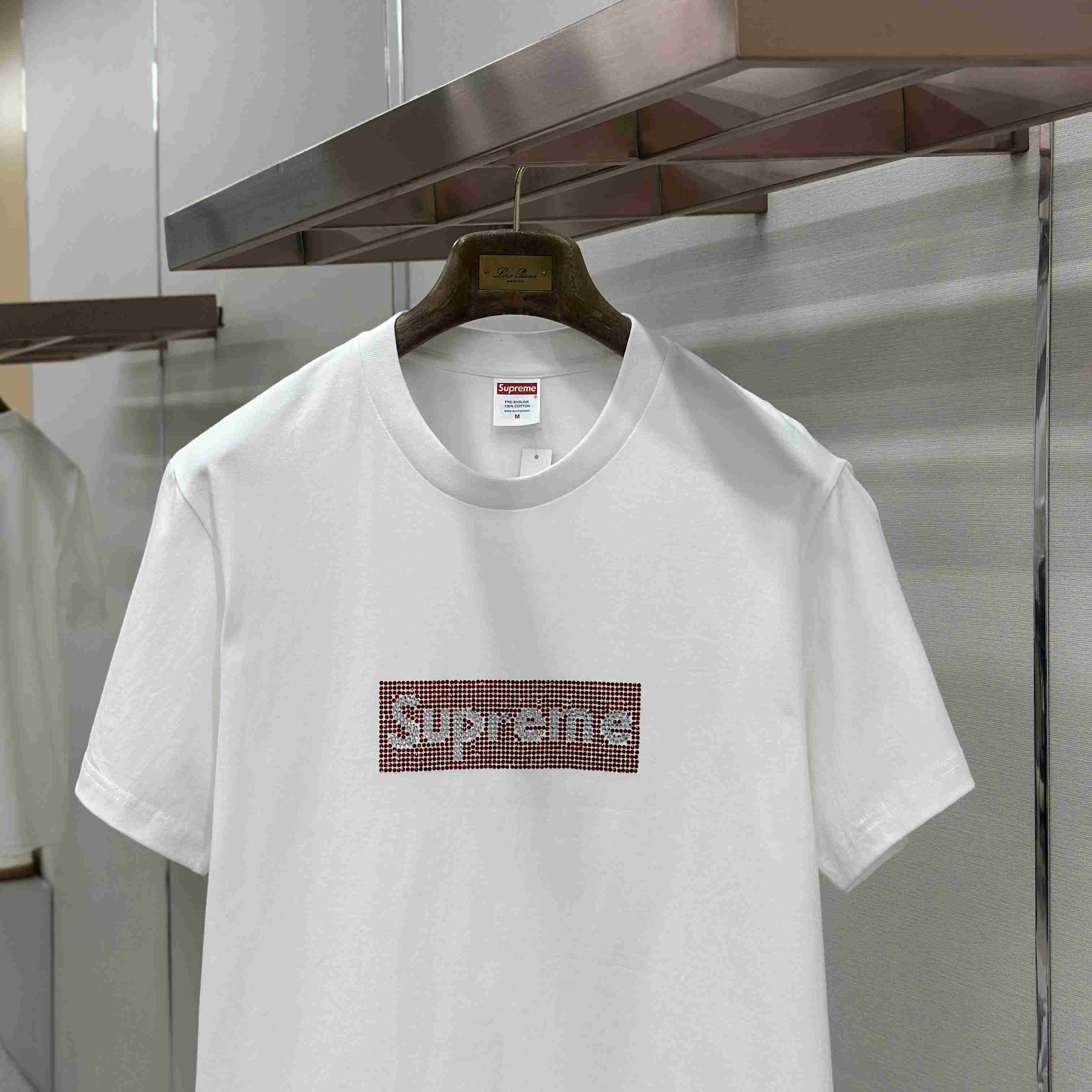 Supreme x Swarovski Box Logo T-Shirt - FashionPlug