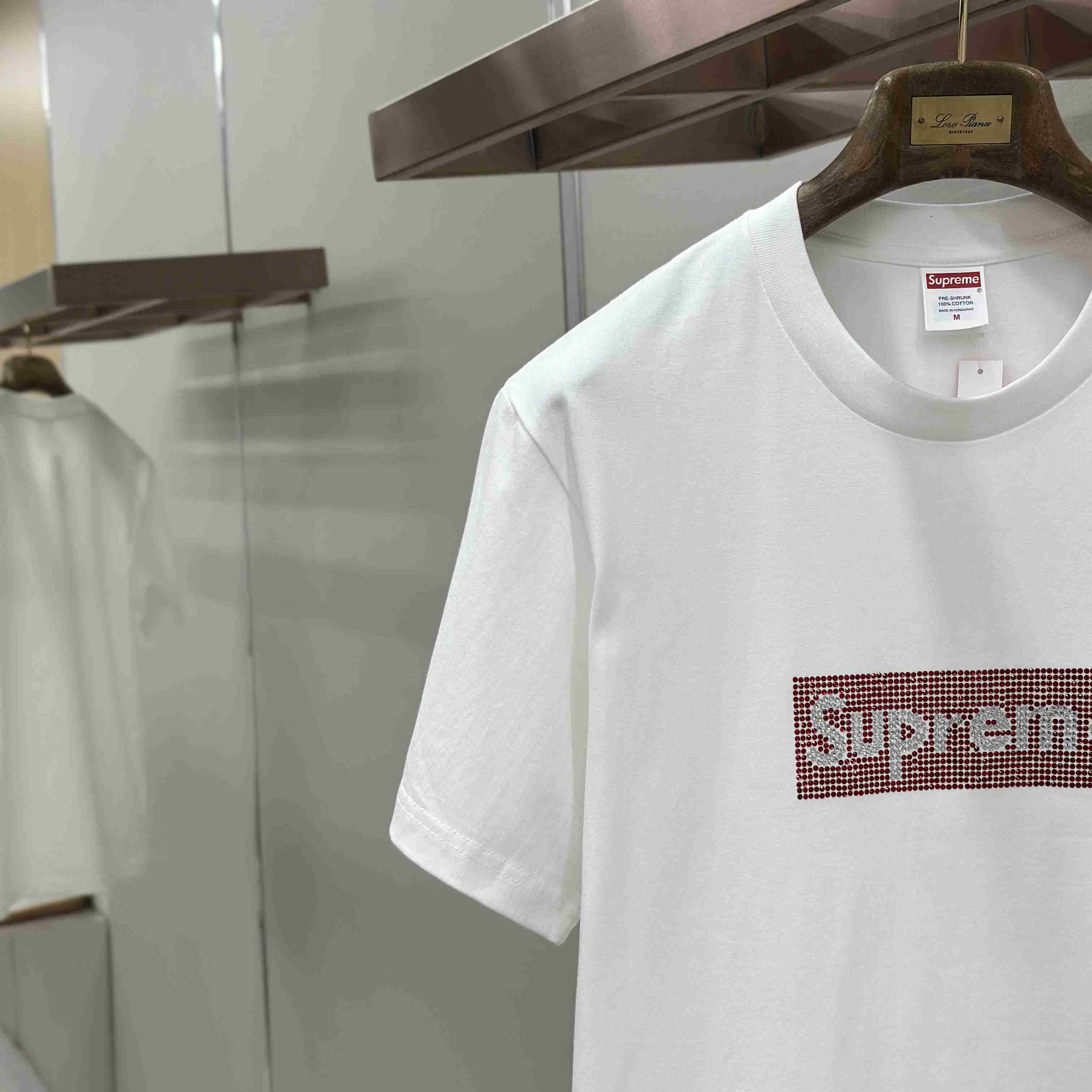 Supreme x Swarovski Box Logo T-Shirt - FashionPlug