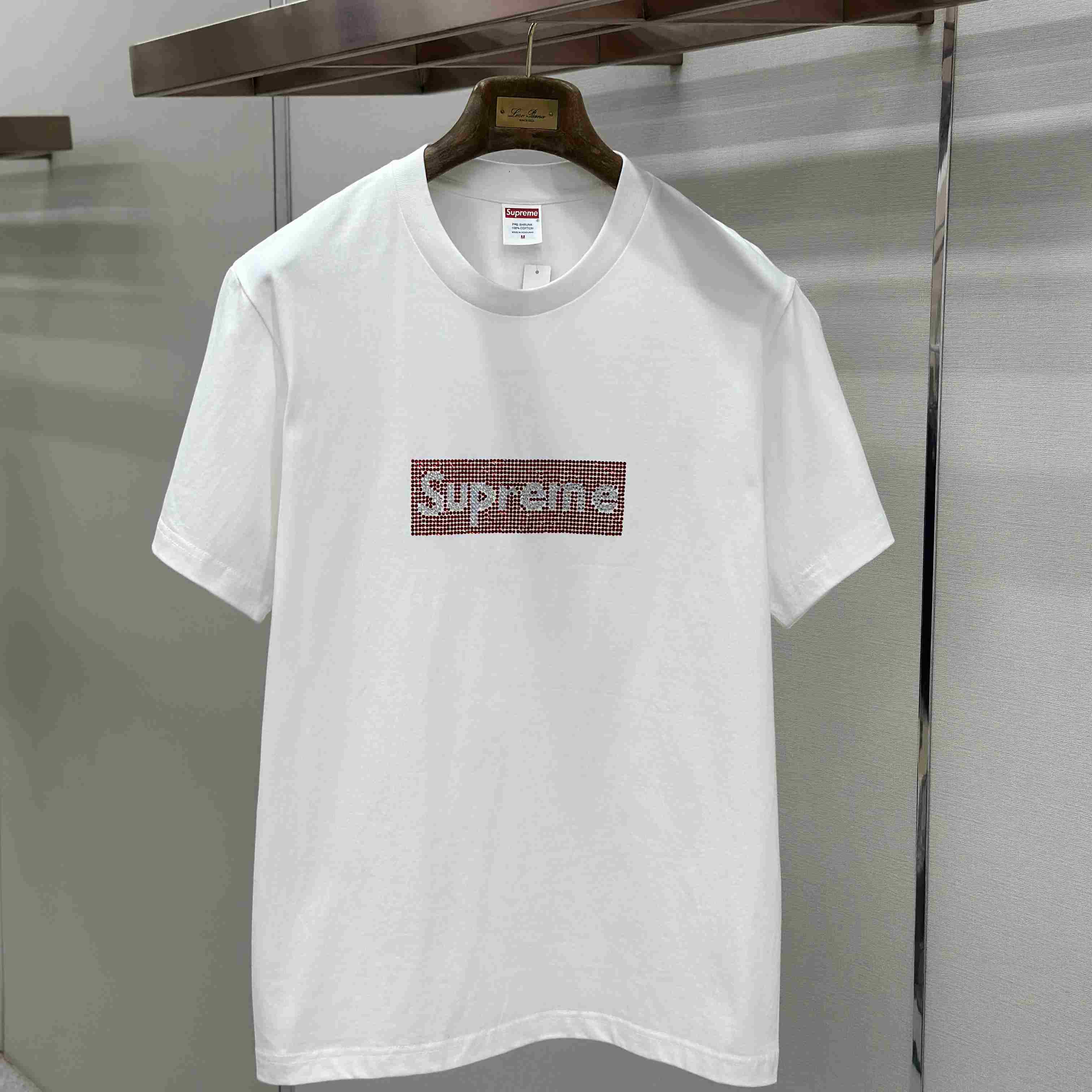 Supreme x Swarovski Box Logo T-Shirt - FashionPlug