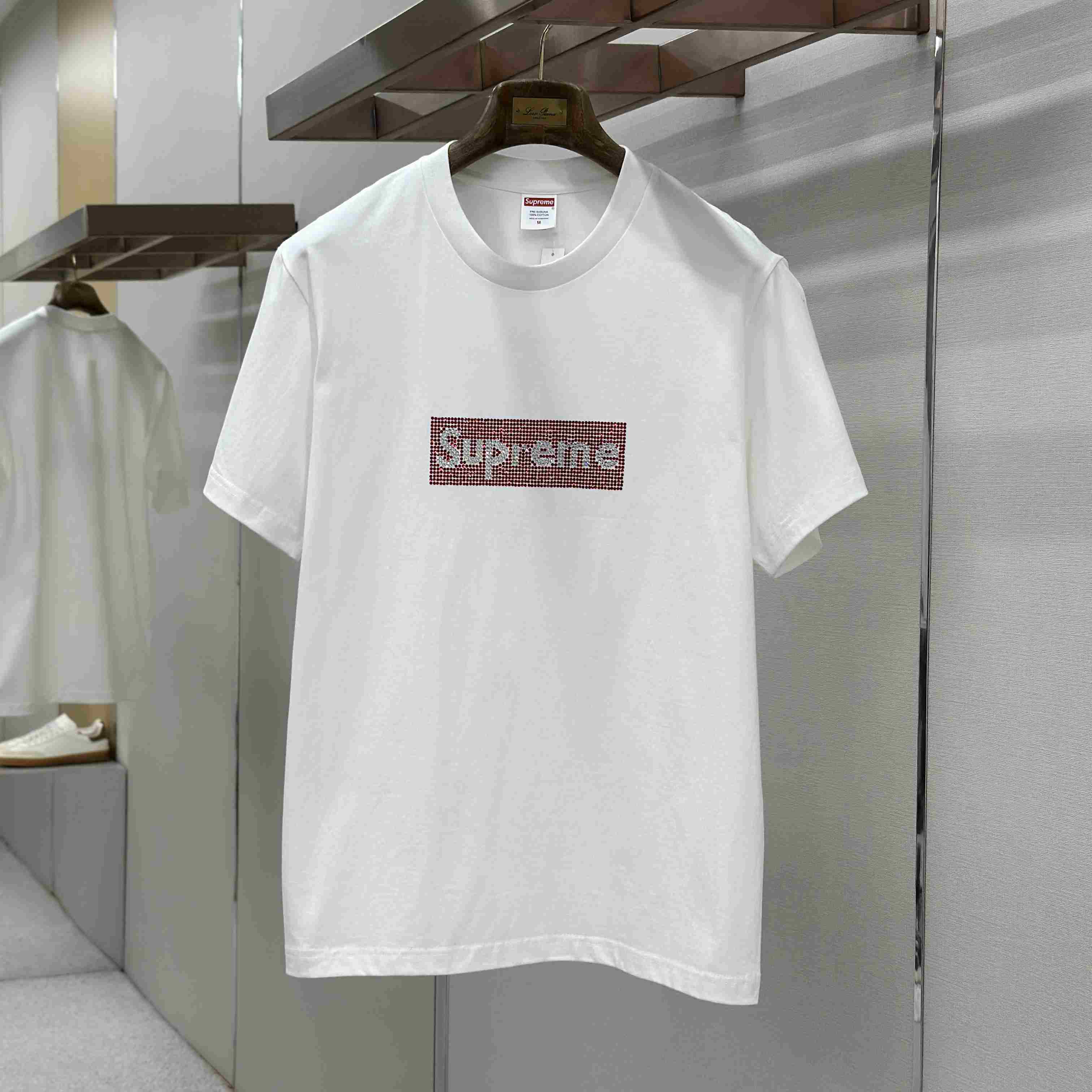 Supreme x Swarovski Box Logo T-Shirt - FashionPlug