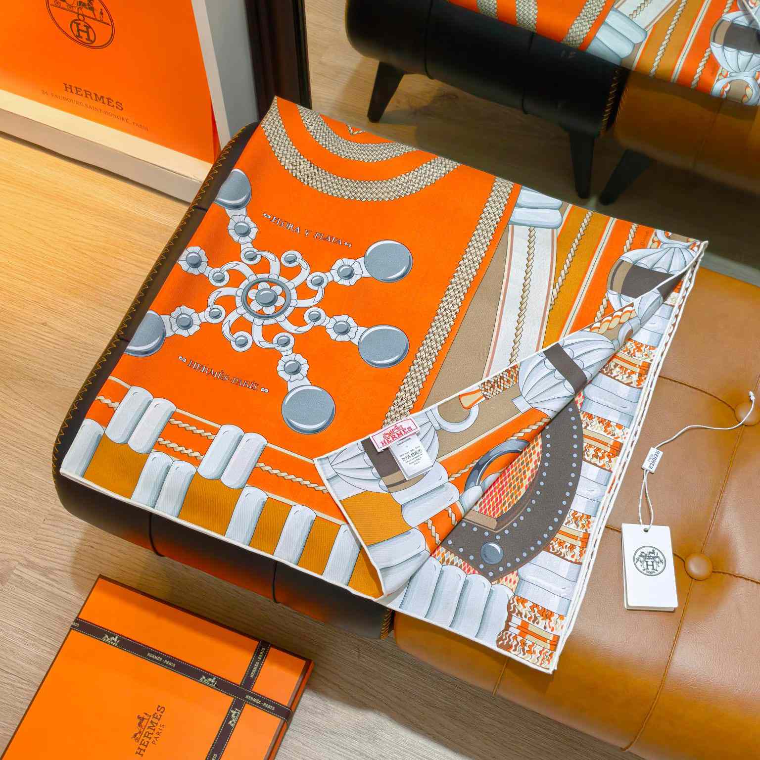 Hermes Flora Y Plata Scarf 90 - FashionPlug