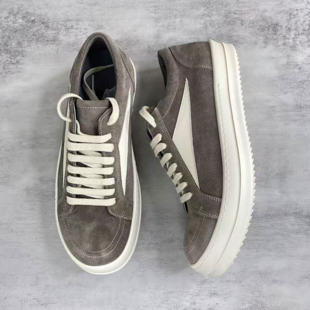 Rick Owens EDFU Suede Leather Vintage Low 'Dust Milk' - FashionPlug