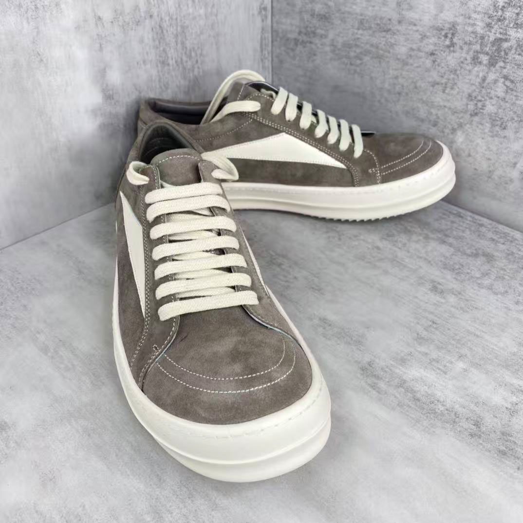 Rick Owens EDFU Suede Leather Vintage Low 'Dust Milk' - FashionPlug