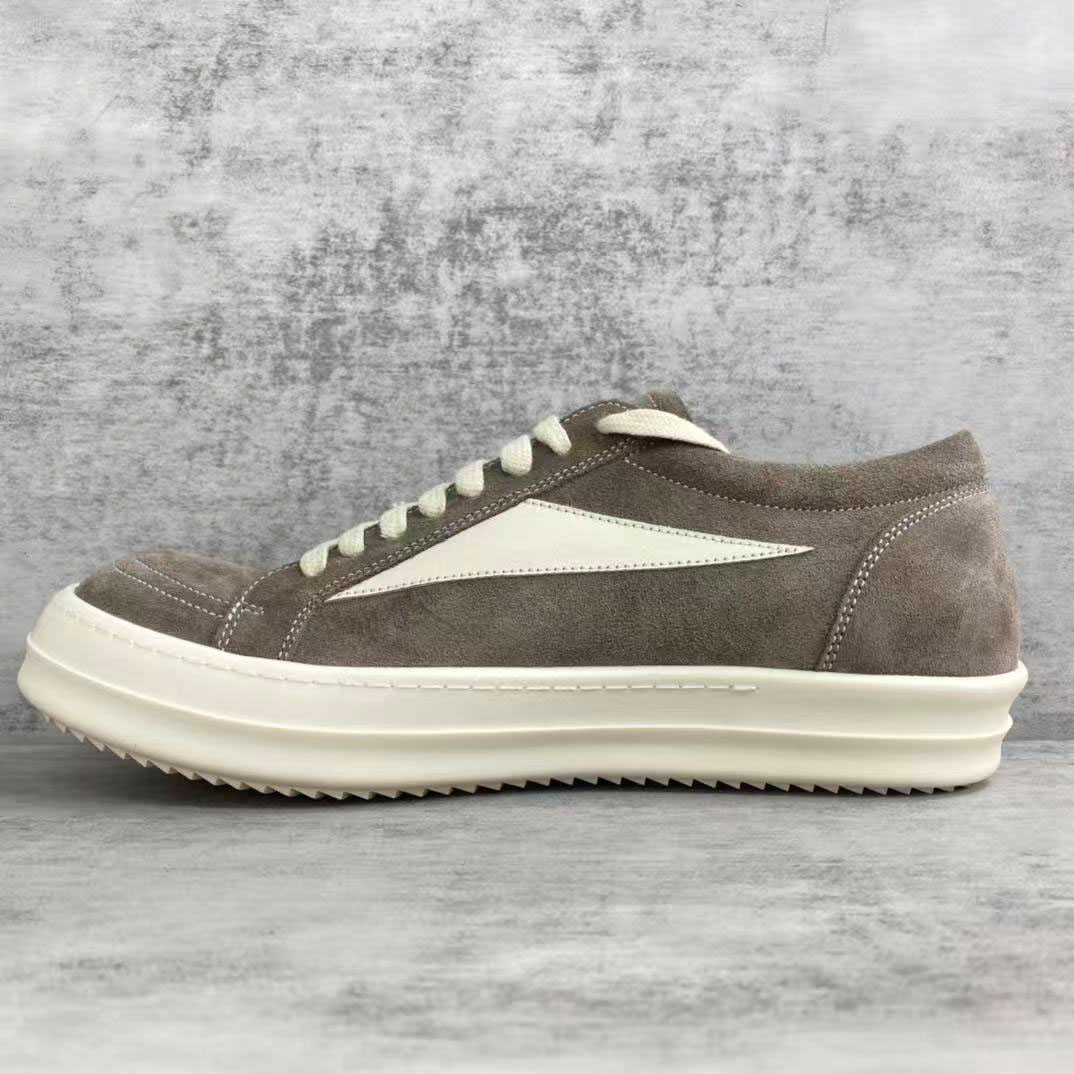 Rick Owens EDFU Suede Leather Vintage Low 'Dust Milk' - FashionPlug