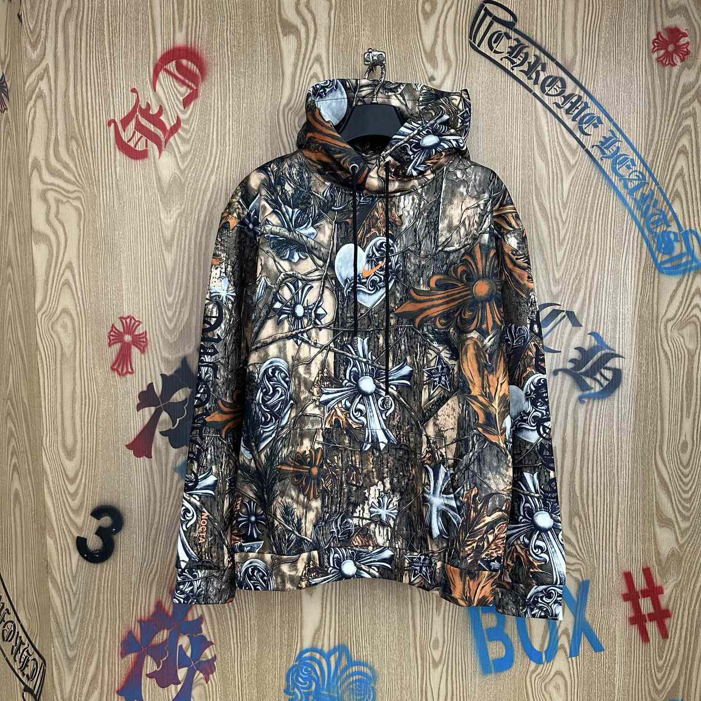 Chrome Hearts X NOCTA X Nike Cardinal Stock Fleece Hoodie 'Multi-Color/Safety Orange' - FashionPlug