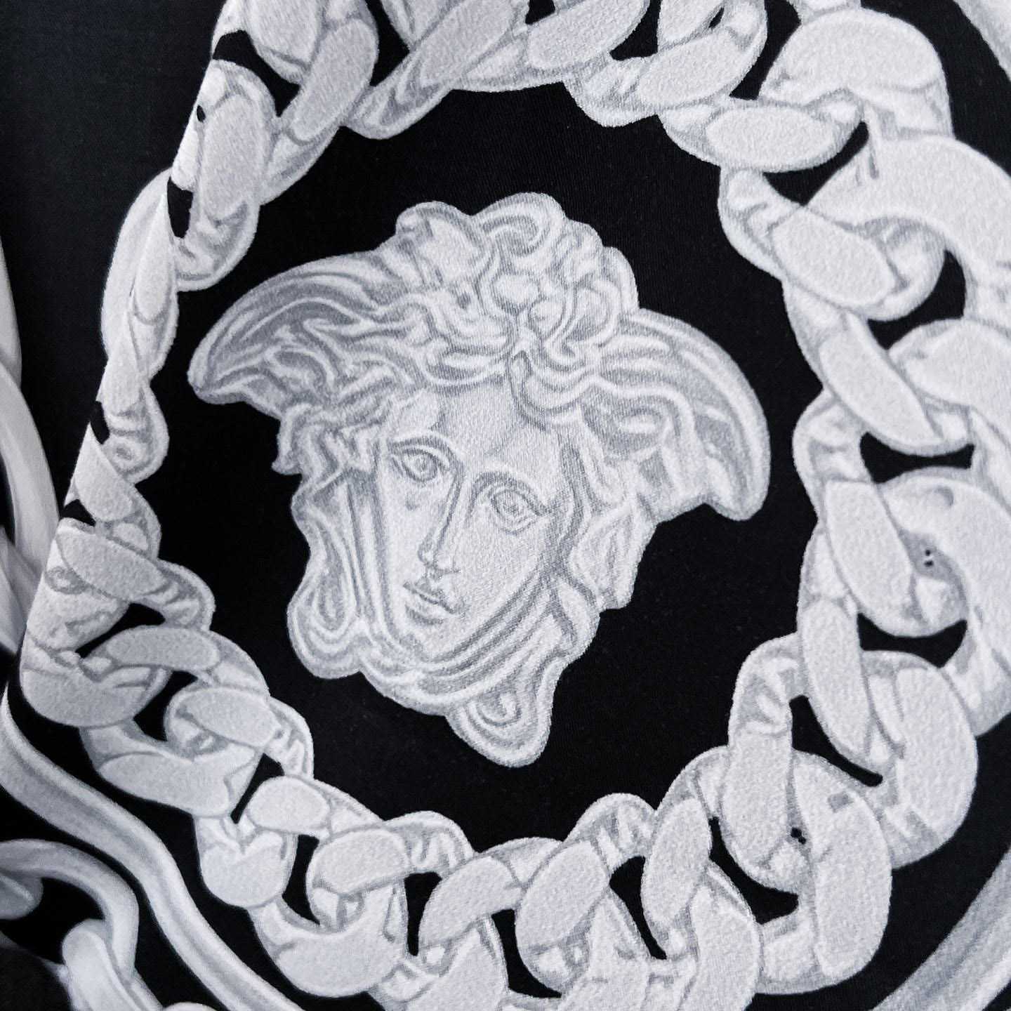 Versace Black Medusa Chains Silk Shirt - FashionPlug