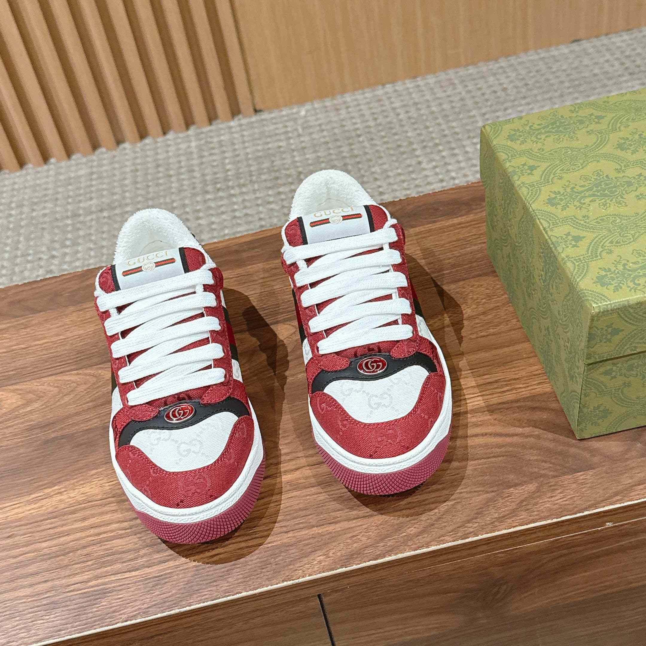 Gucci Screener Sneaker 'Rosso Ancora' - FashionPlug