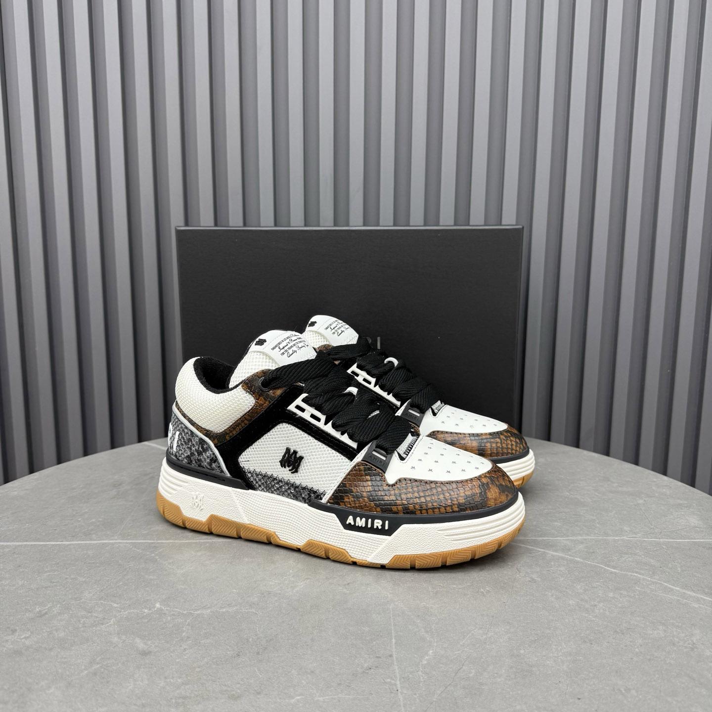 Amiri Off-White & Brown Snake MA-1 Sneakers - FashionPlug