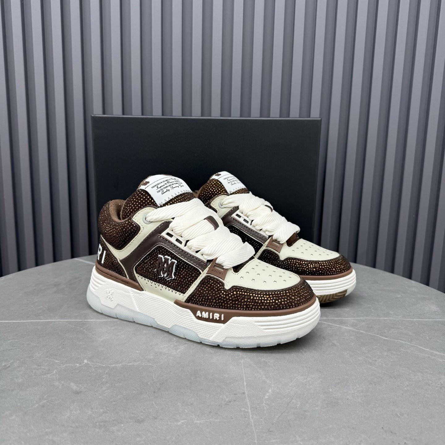 Amiri Brown & Beige Crystal MA-1 Sneakers - FashionPlug
