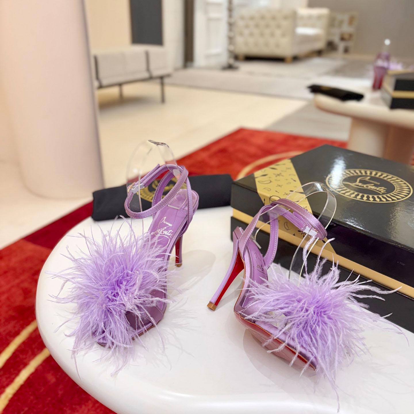 Christian Louboutin Miss Z Poupi 100 mm Strappy Sandals Crepe satin Rhapsody - FashionPlug