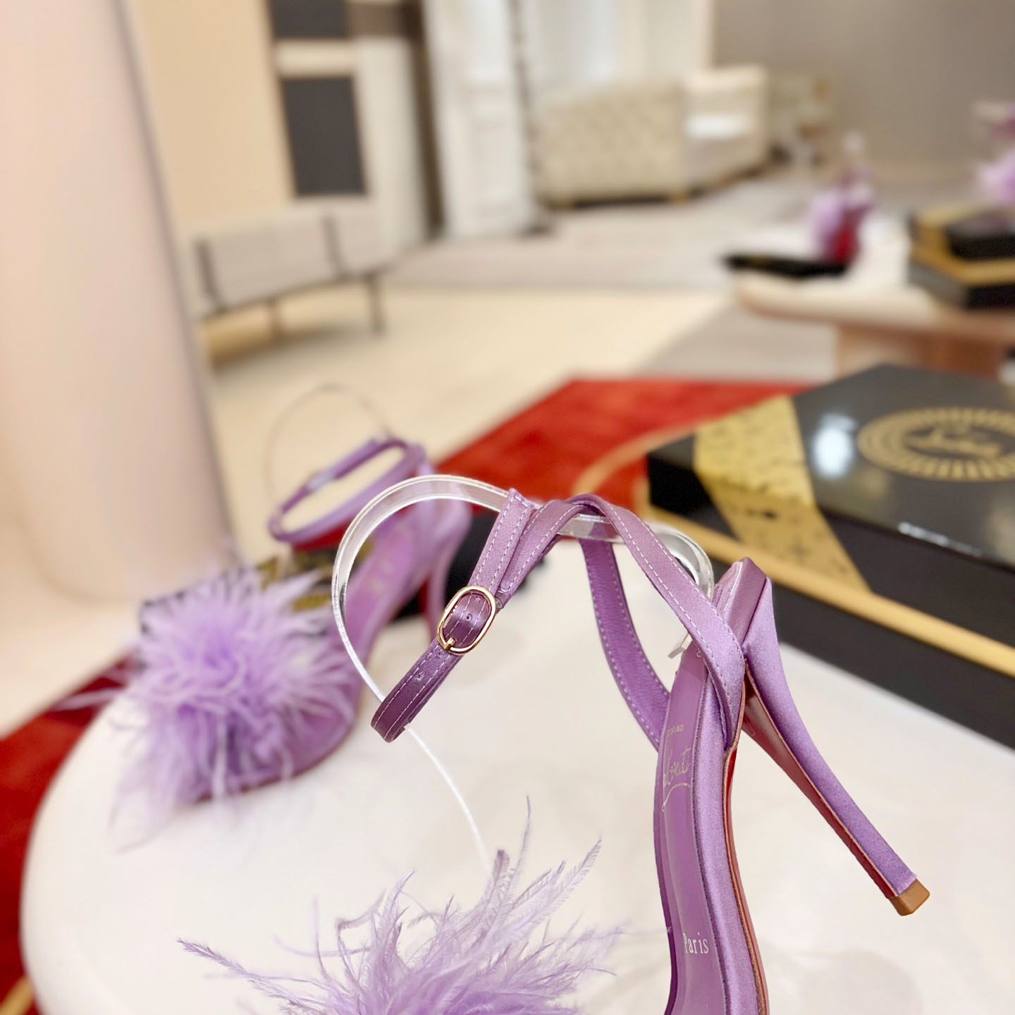 Christian Louboutin Miss Z Poupi 100 mm Strappy Sandals Crepe satin Rhapsody - FashionPlug