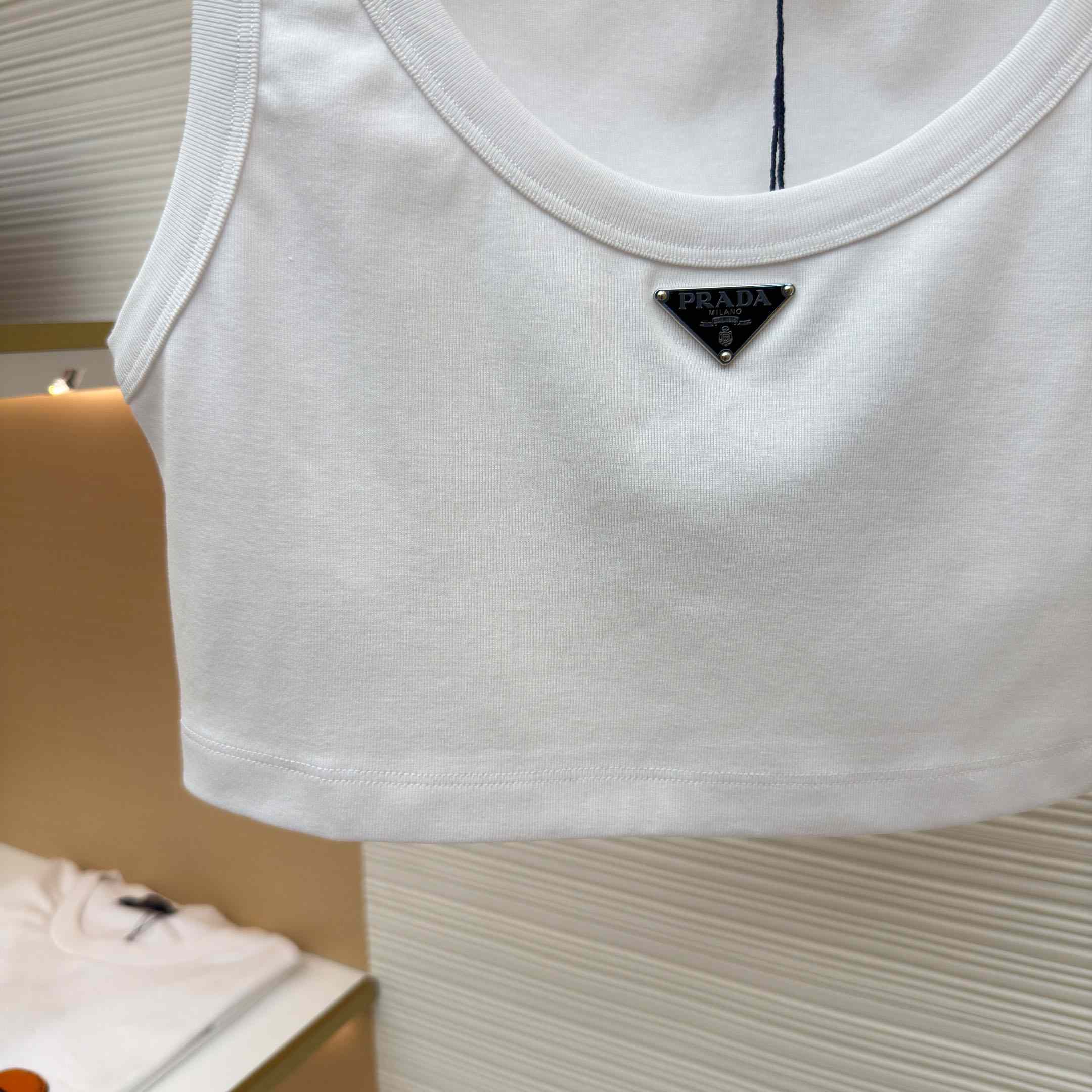 Prada Jersey Cropped Top - FashionPlug