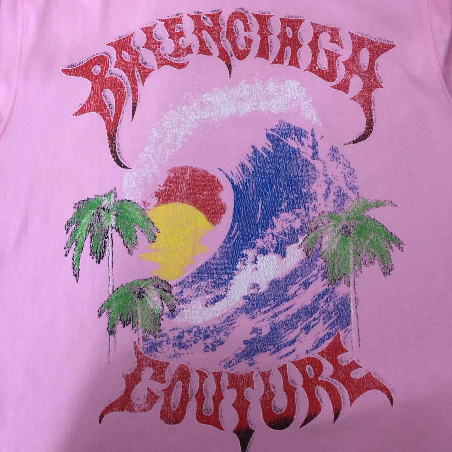 Balenciaga Vintage Surfer Oversized T-Shirt in old pink dry jersey - FashionPlug