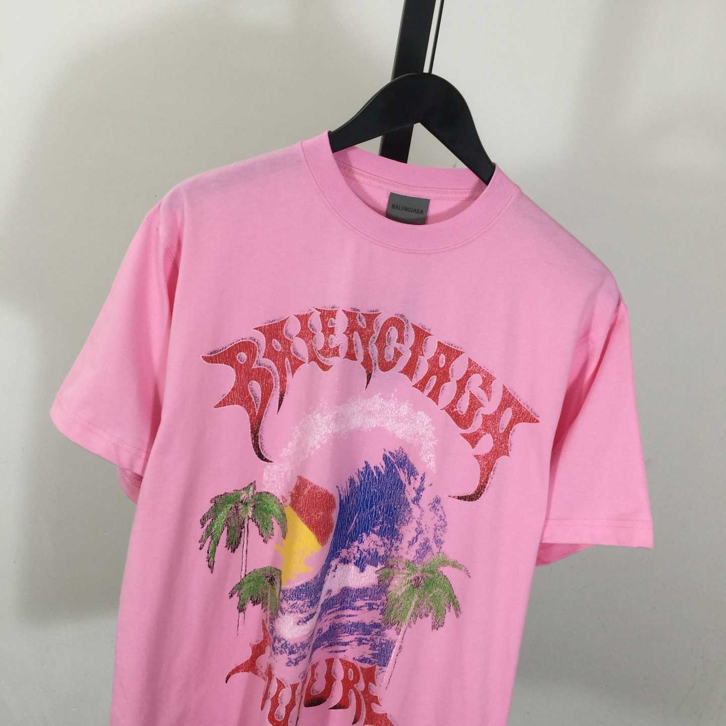 Balenciaga Vintage Surfer Oversized T-Shirt in old pink dry jersey - FashionPlug