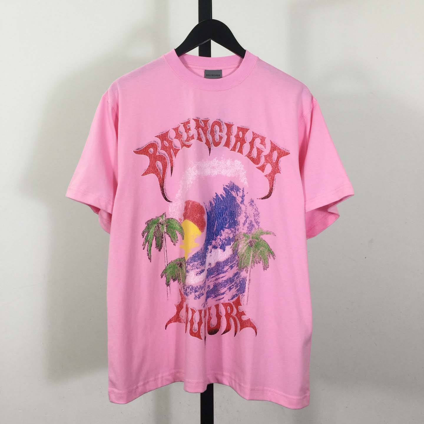Balenciaga Vintage Surfer Oversized T-Shirt in old pink dry jersey - FashionPlug