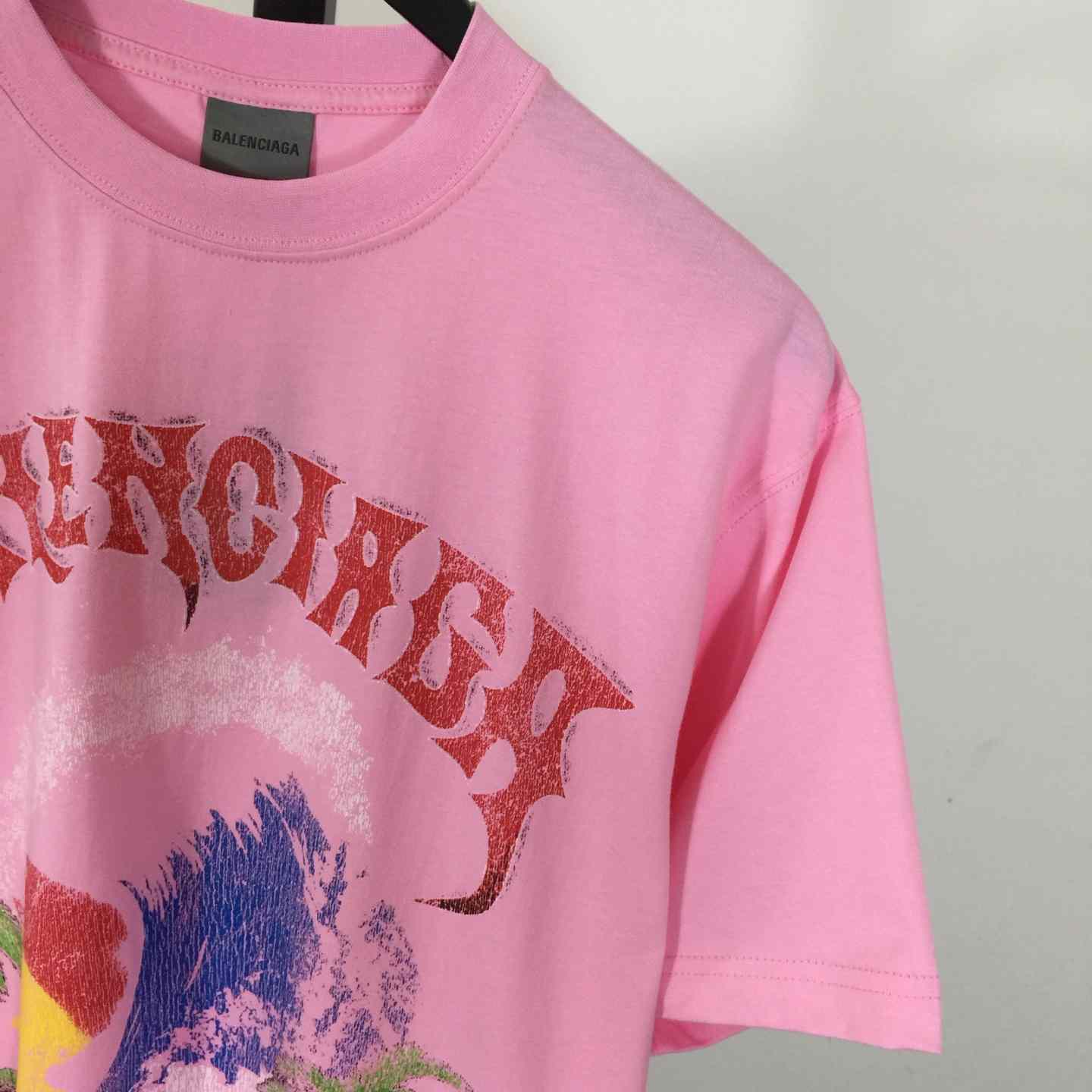 Balenciaga Vintage Surfer Oversized T-Shirt in old pink dry jersey - FashionPlug