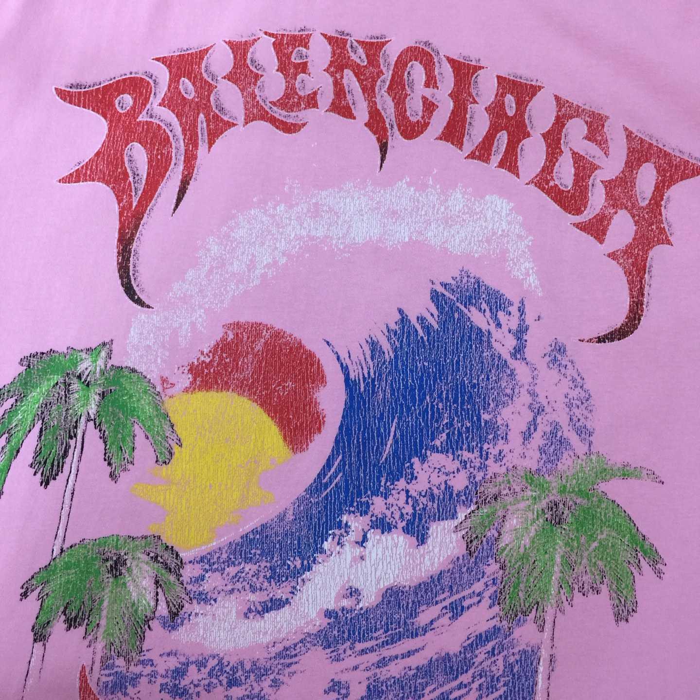 Balenciaga Vintage Surfer Oversized T-Shirt in old pink dry jersey - FashionPlug