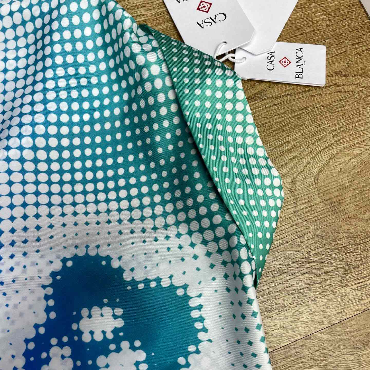 Casablanca Halftone Logo Short Sleeve Silk Shirt CA3577 - FashionPlug