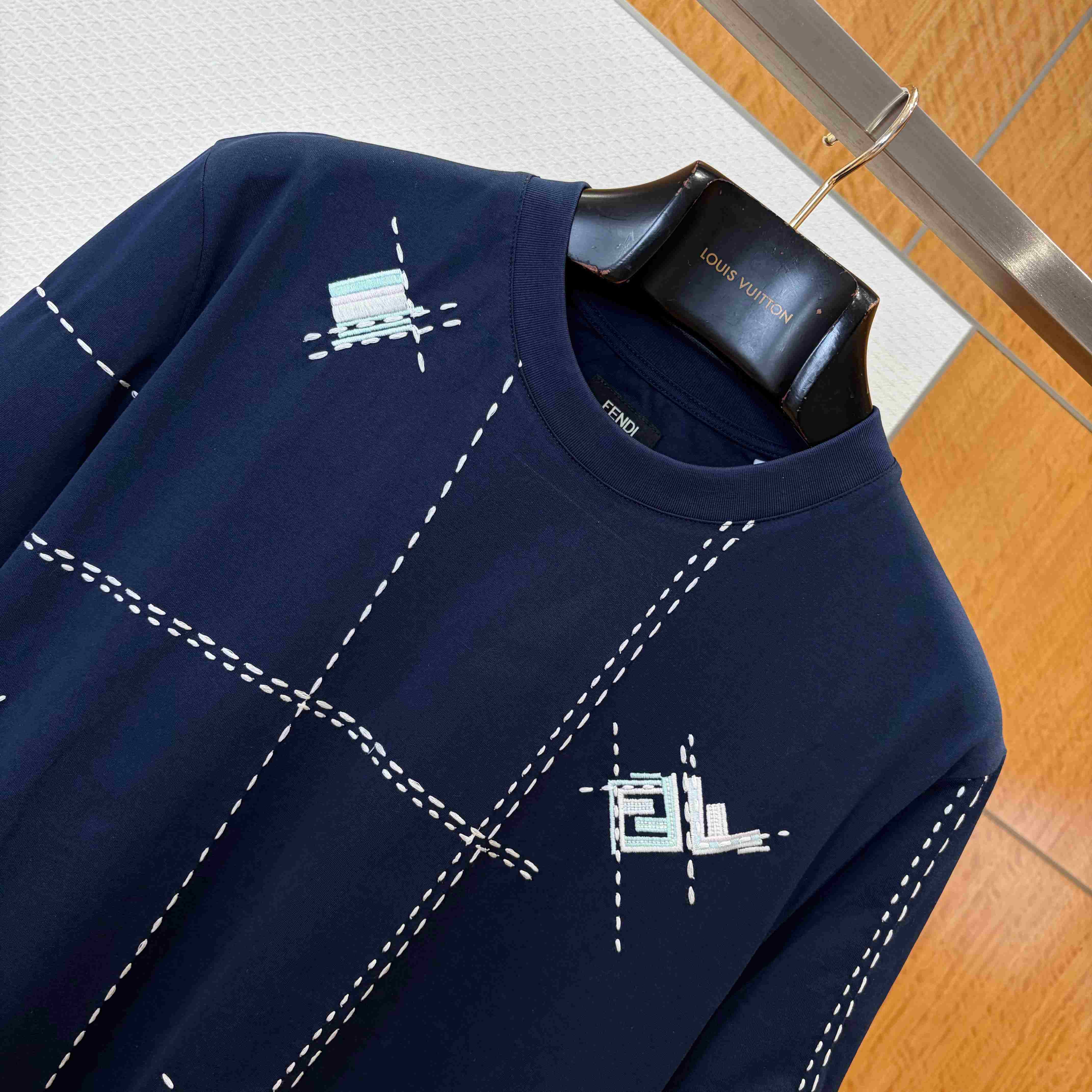 Fendi Dark Blue Cotton T-shirt - FashionPlug