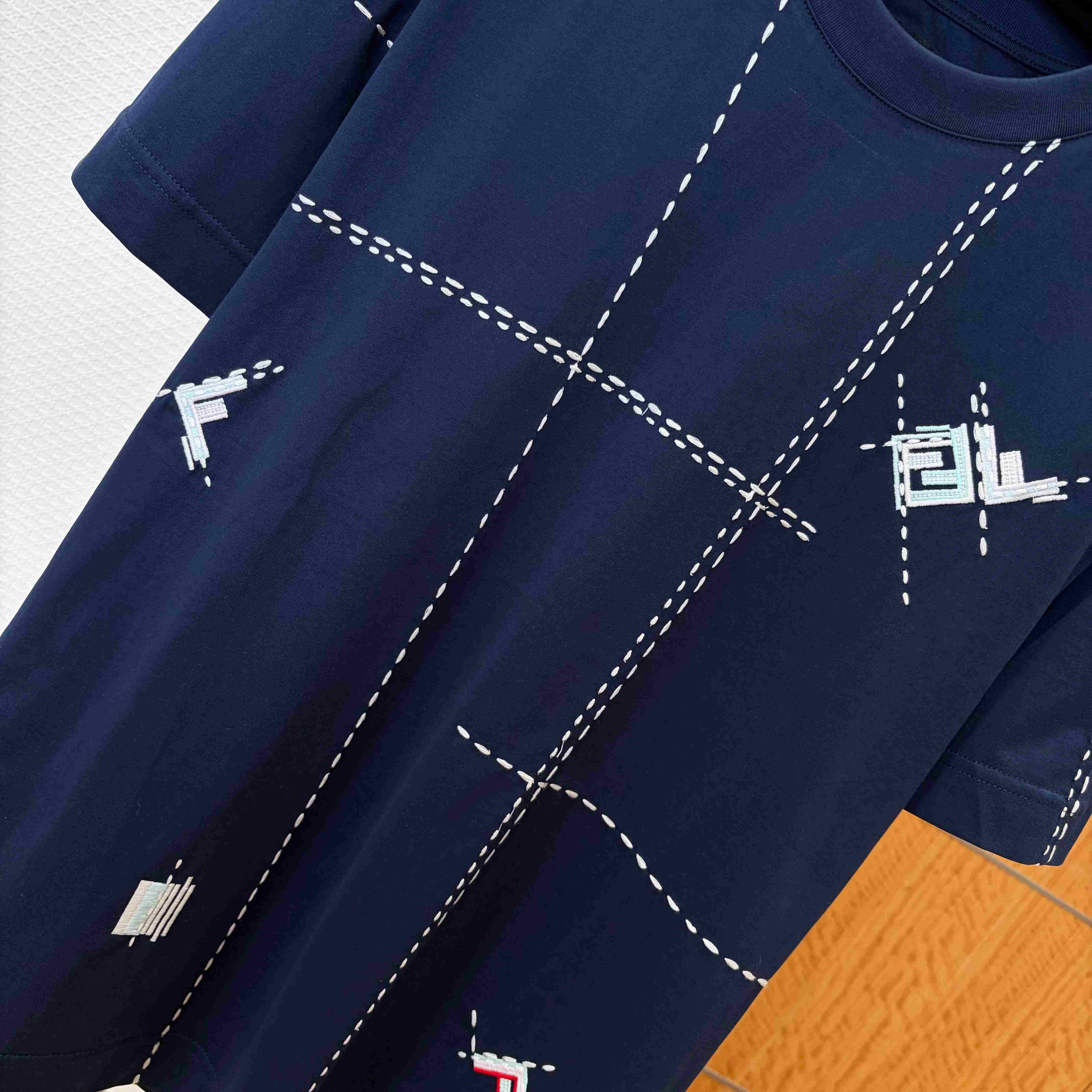 Fendi Dark Blue Cotton T-shirt - FashionPlug