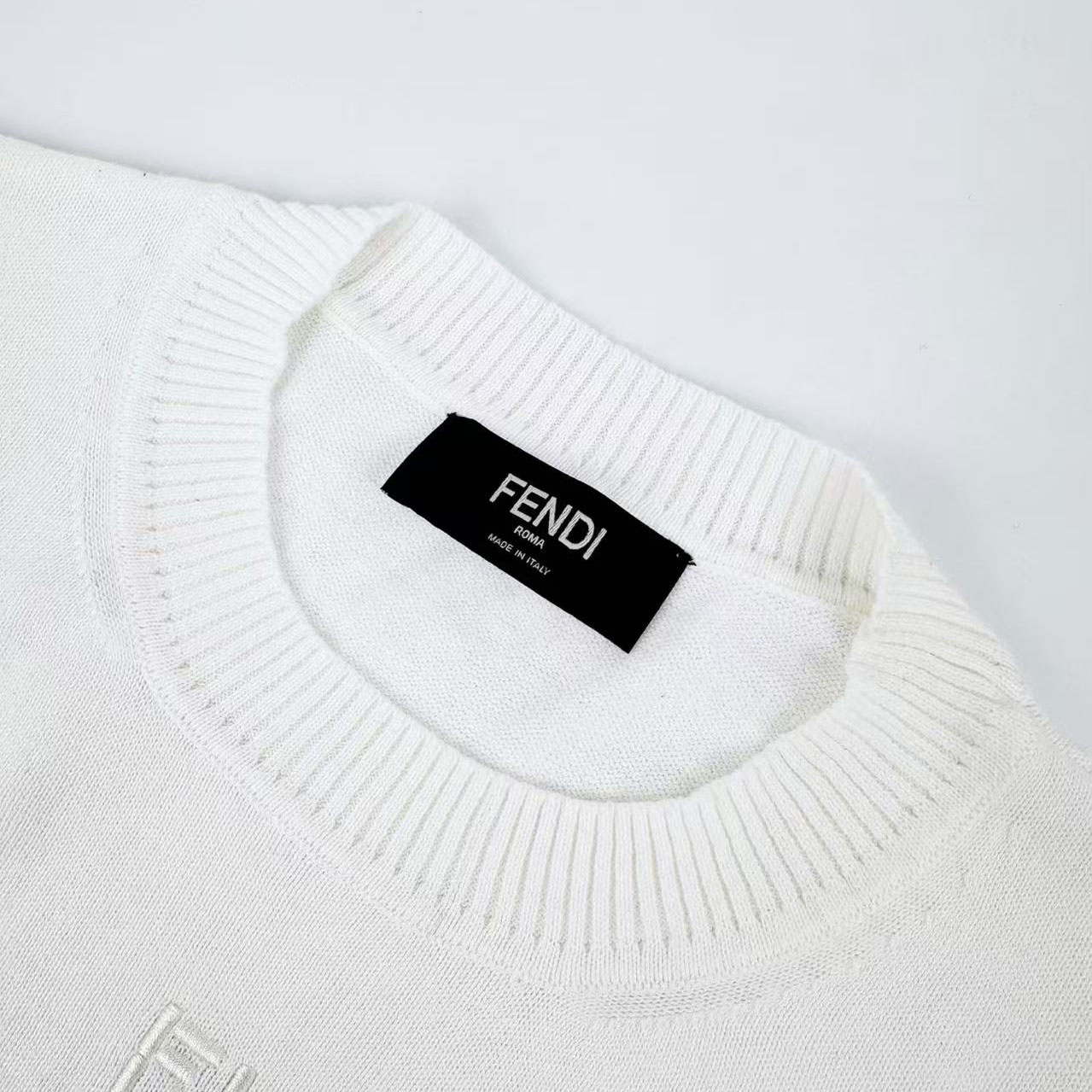 Fendi White Cotton And Cashmere Jumper - FashionPlug