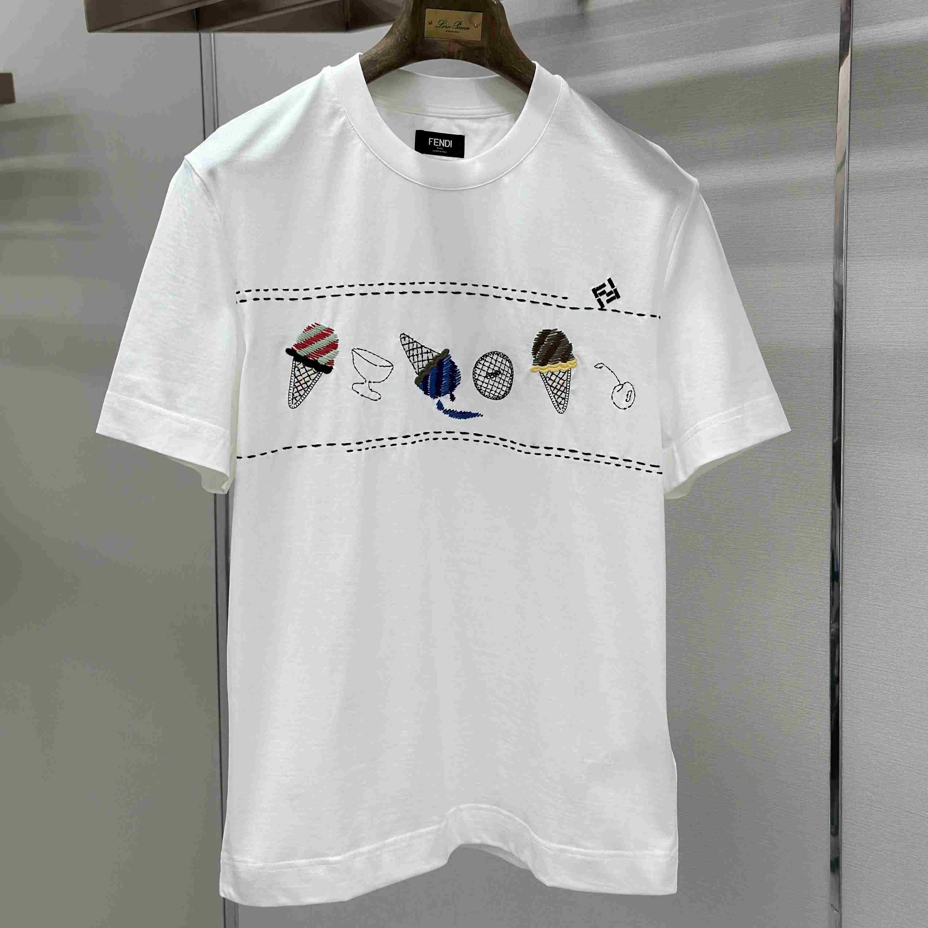 Fendi White Cotton T-shirt - FashionPlug