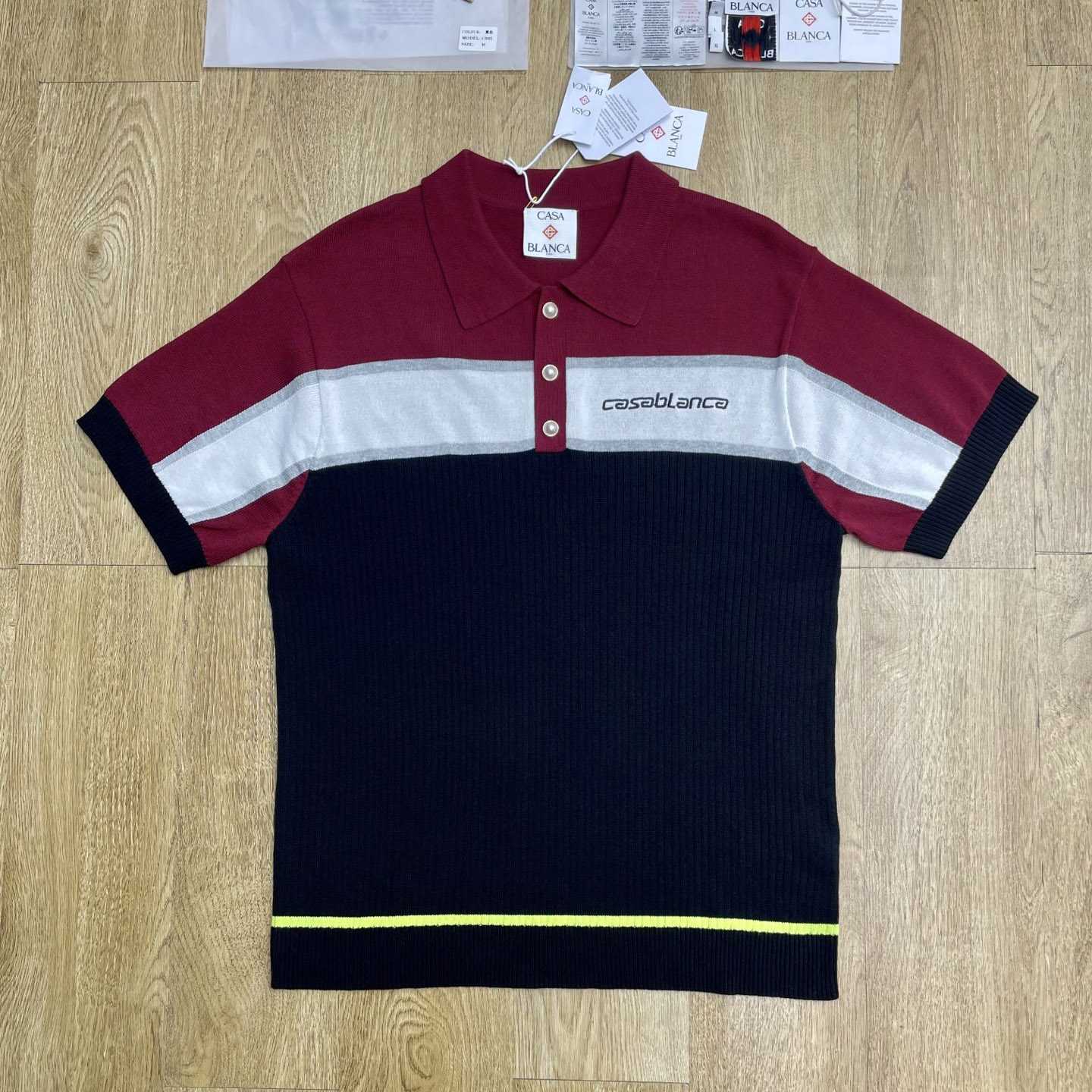Casablanca  Stripe Merino Knit Polo D0204 - FashionPlug
