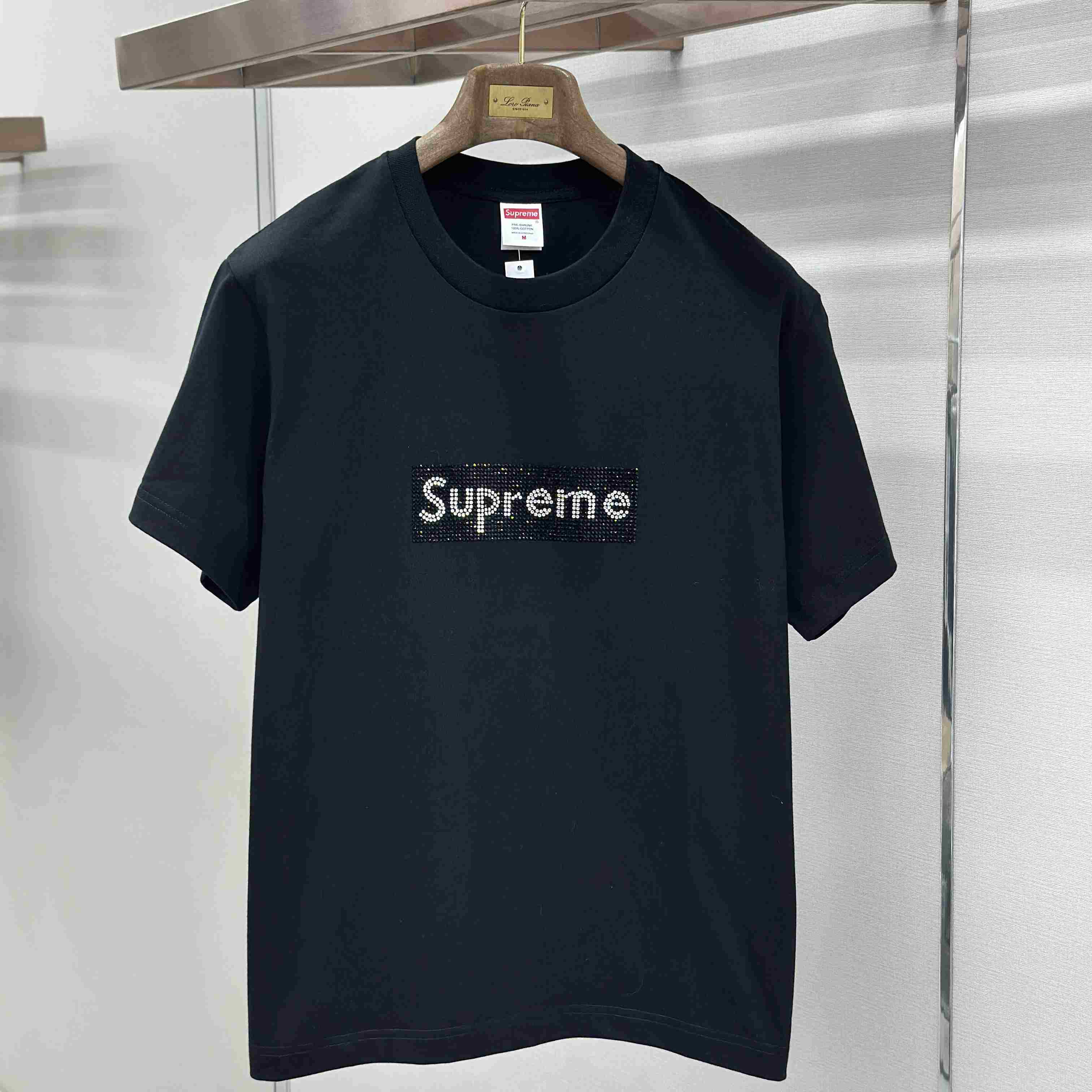 Supreme x Swarovski Box Logo T-Shirt - FashionPlug