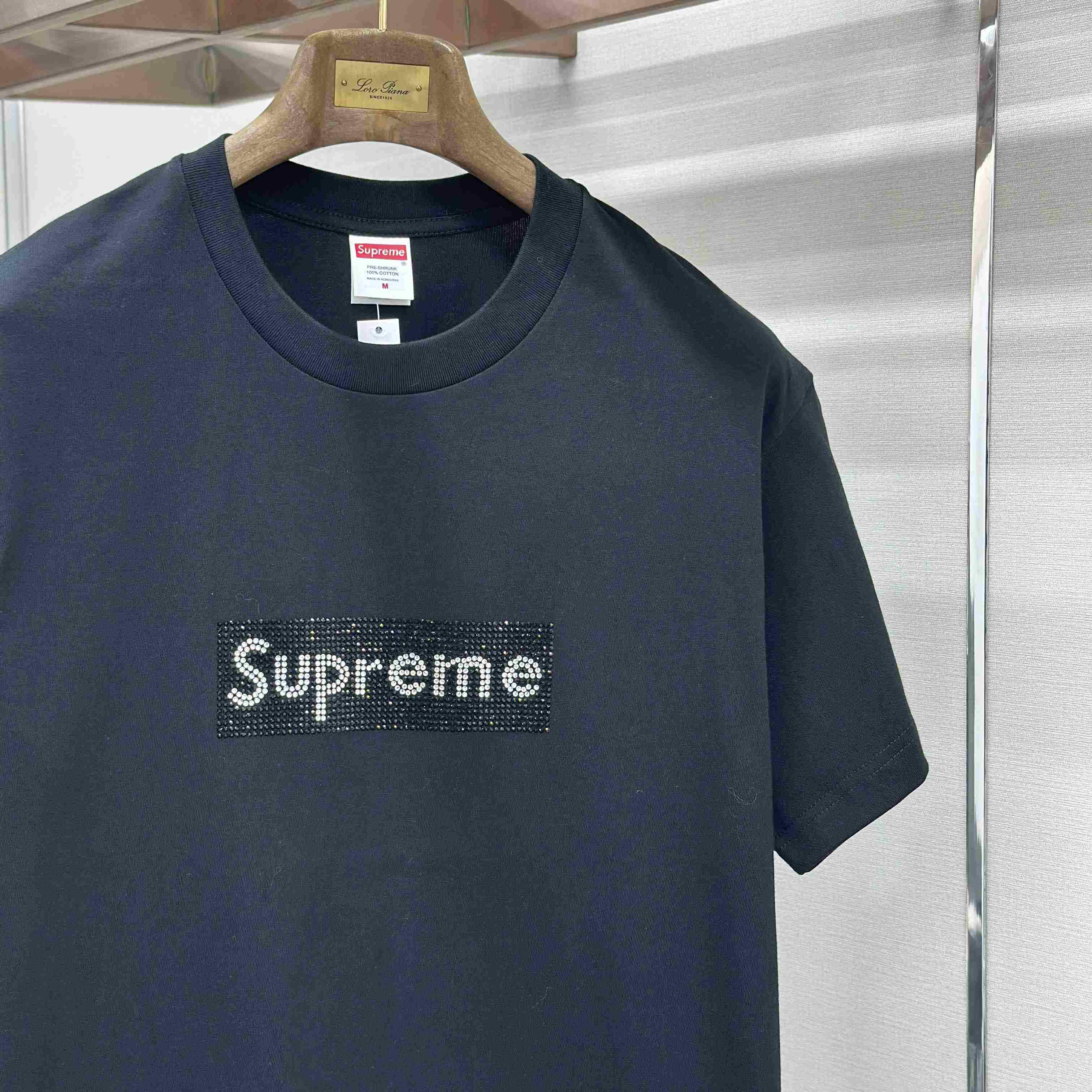 Supreme x Swarovski Box Logo T-Shirt - FashionPlug