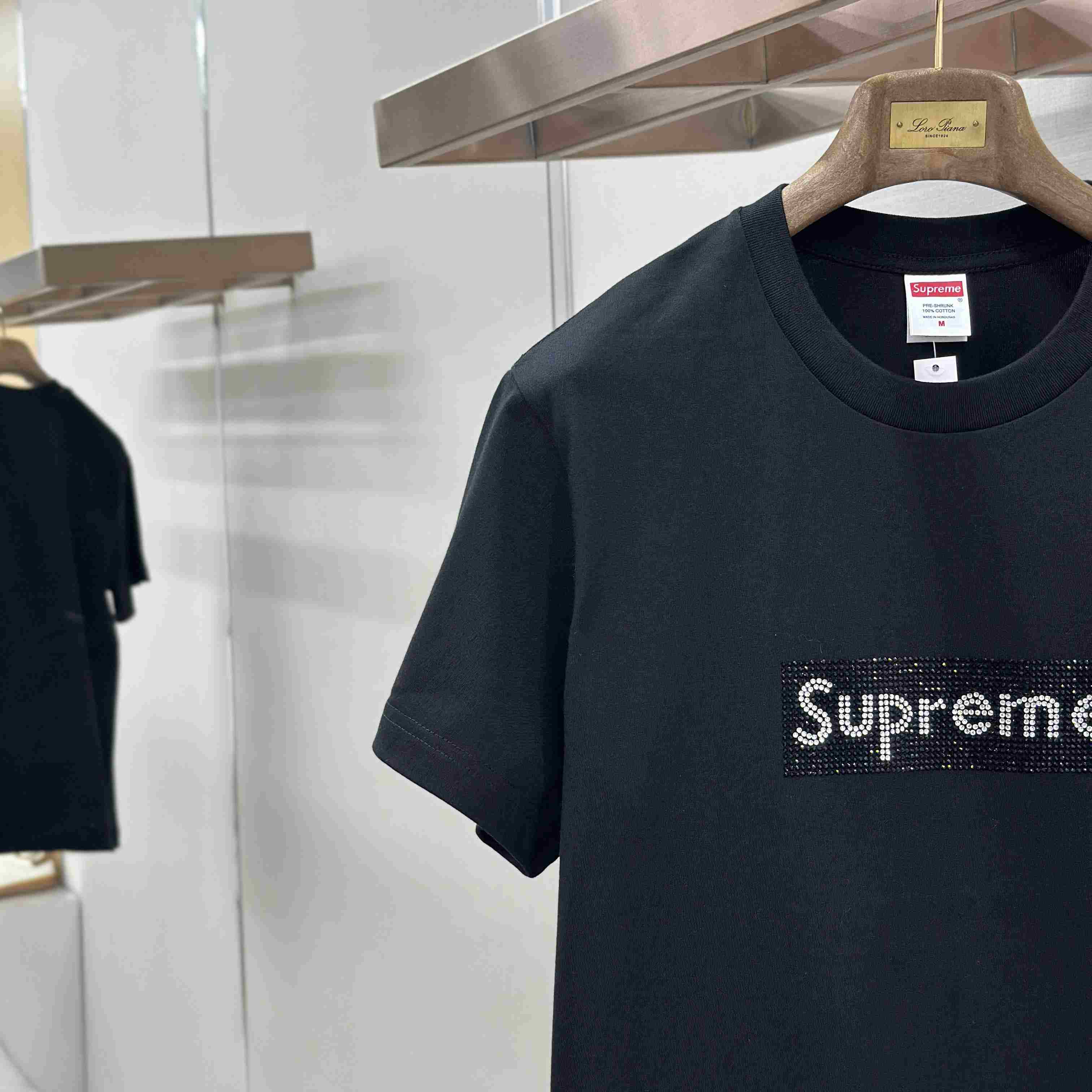 Supreme x Swarovski Box Logo T-Shirt - FashionPlug