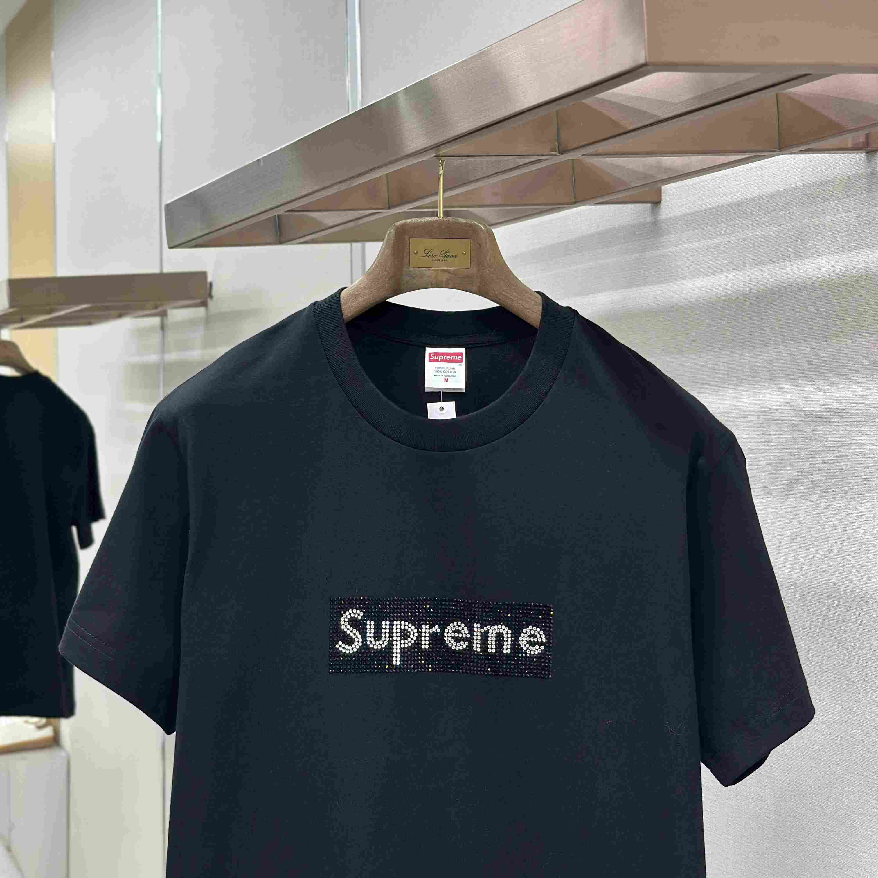 Supreme x Swarovski Box Logo T-Shirt - FashionPlug